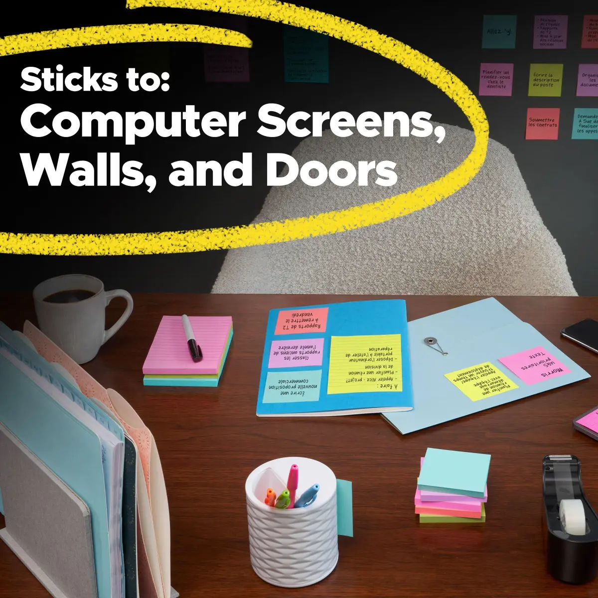 Post-it Super Sticky Notes, 3 x 3 in, Neon Fizz, 6 Pads, 70 Sheets/Pad | 2X Sticking Power - view 8