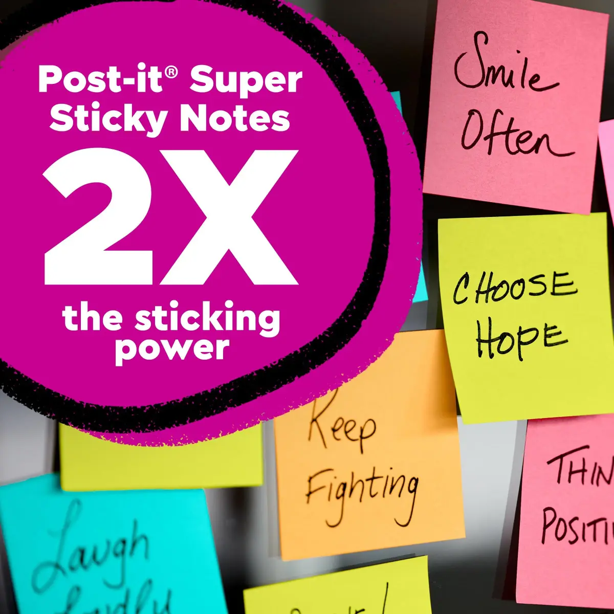 Post-it Super Sticky Notes, 3 x 3 in, Neon Fizz, 6 Pads, 70 Sheets/Pad | 2X Sticking Power - view 3