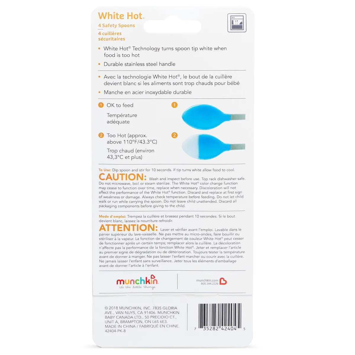 Munchkin White Hot Safety Baby Spoons, 4 Pack | Heat Sensor, Soft Tips, Bright Colors, 3+ Months - view 6