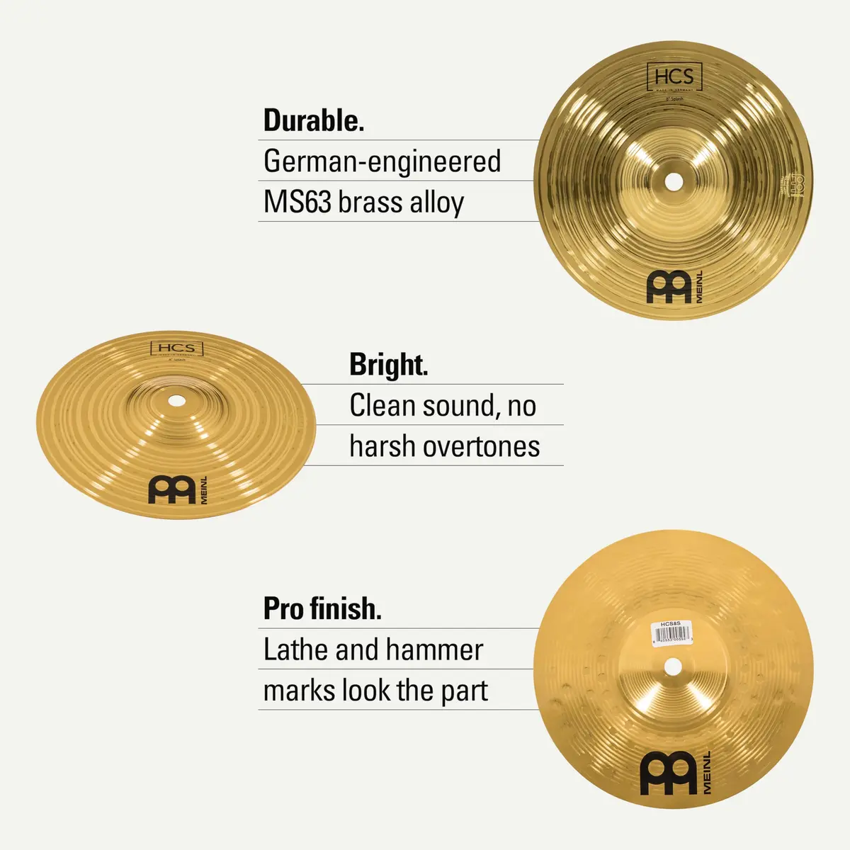 Meinl Percussion HCS 8" Splash Cymbal — German Brass Alloy | Bright, Quick Accent - view 2