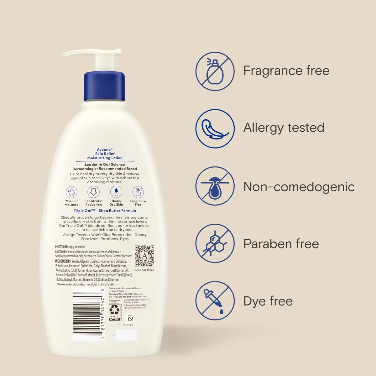 Aveeno Skin Relief Moisturizing Body Lotion 532ml (18 Fl Oz) | Fragrance-Free for Very Dry, Sensitive Skin - view 9