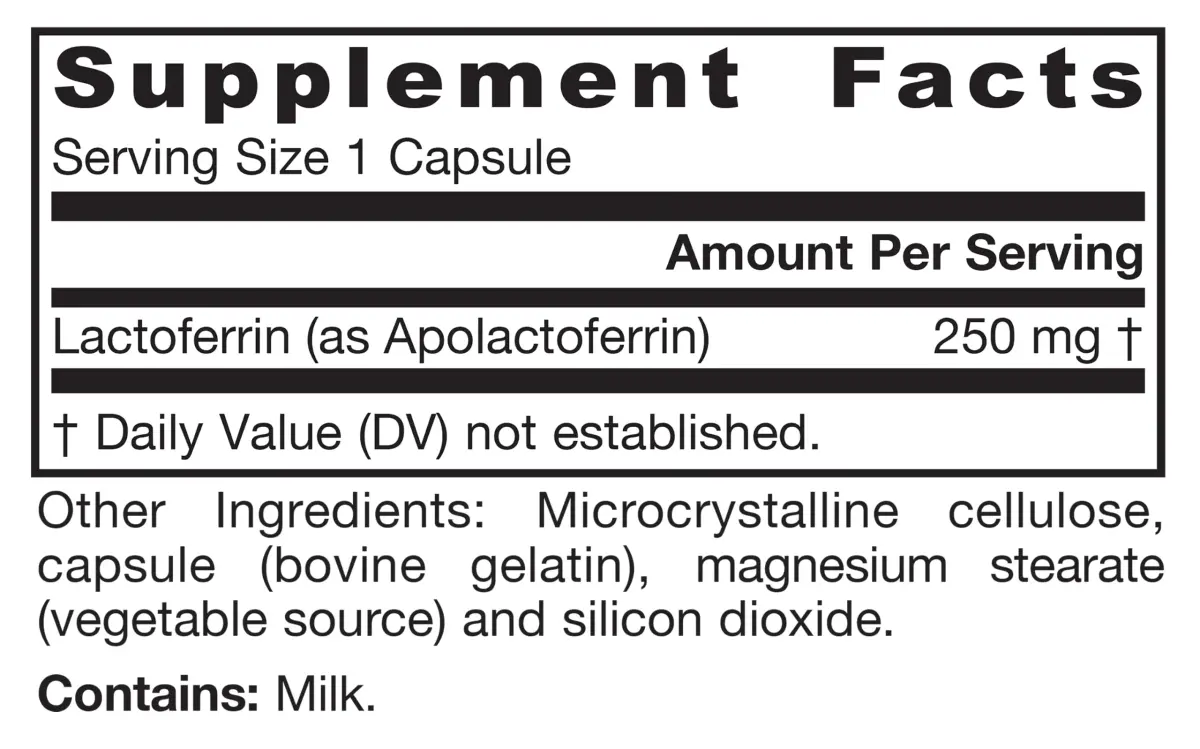 Jarrow Formulas Lactoferrin Immune Support 250 mg Capsules | 60 Count (156g) - view 6