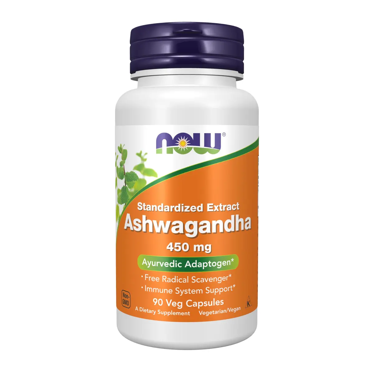 NOW Supplements Ashwagandha 450 mg 90 Veg Caps | Adaptogen & Immune Support - main product image
