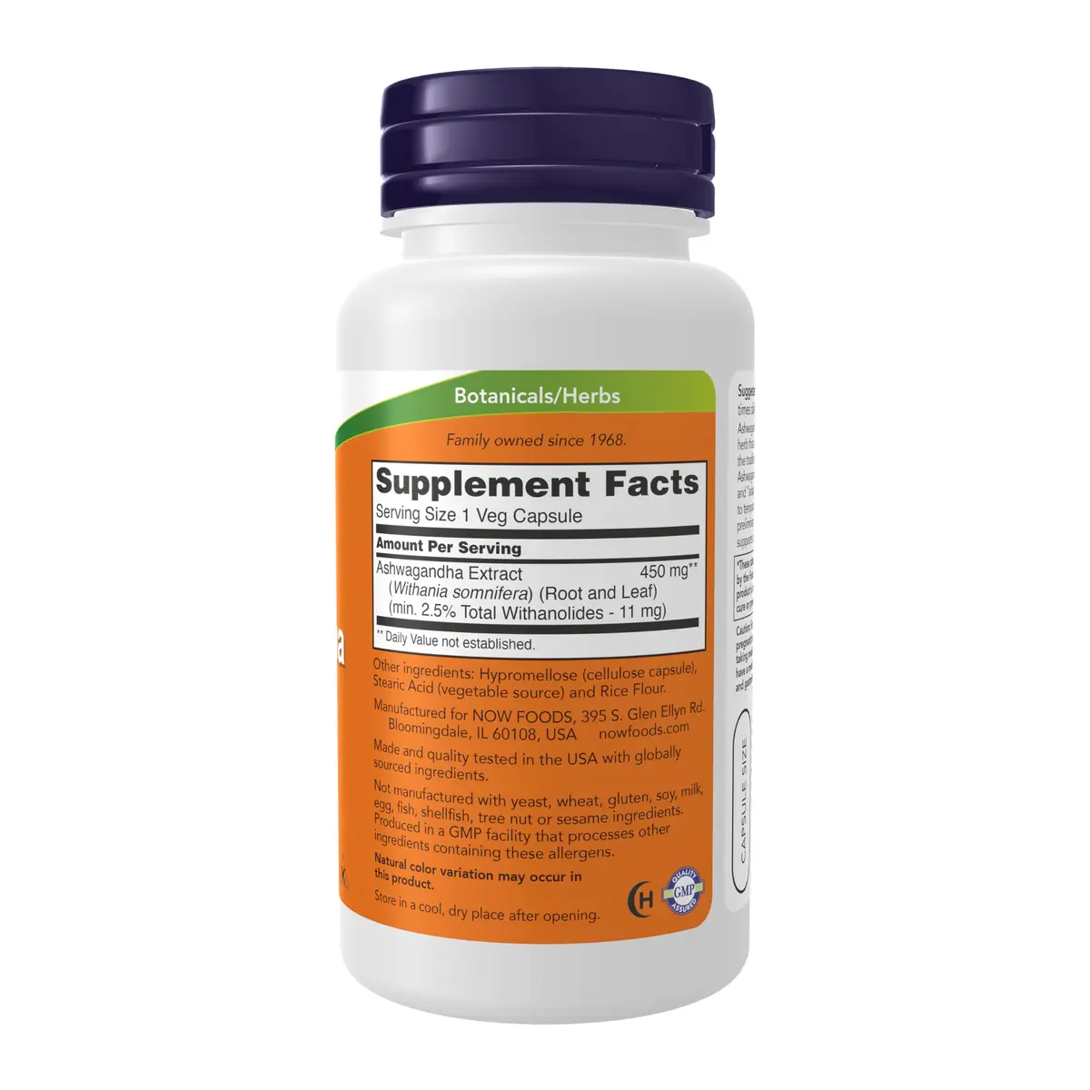 NOW Supplements Ashwagandha 450 mg 90 Veg Caps | Adaptogen & Immune Support - view 2