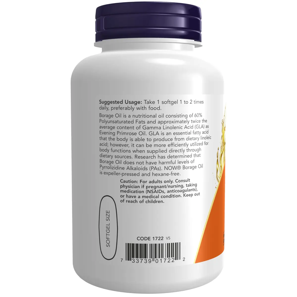 NOW Foods Borage Oil 1000 mg 240mg GLA Softgels 120 Count | Omega-6 Essential Fatty Acids - view 3
