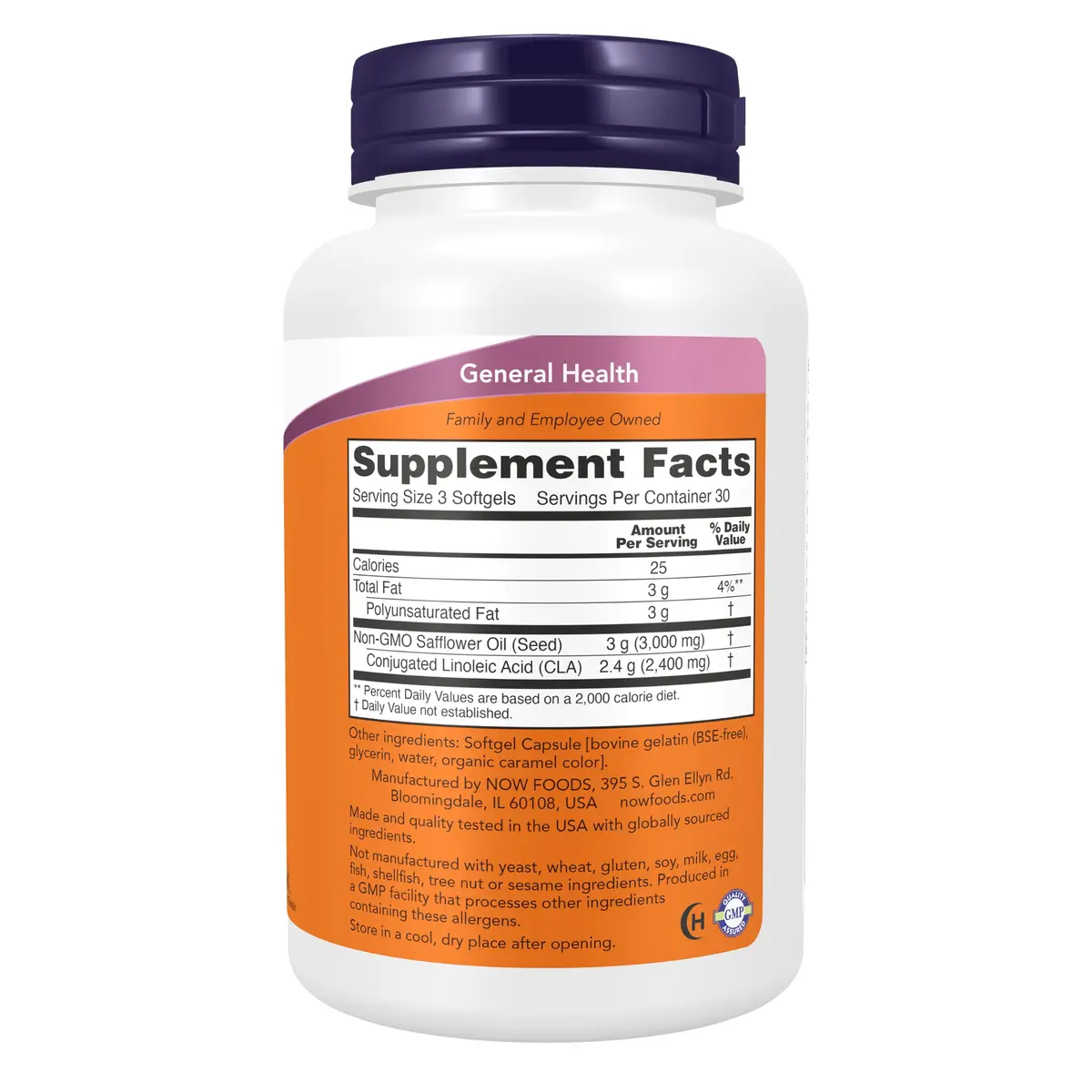 NOW CLA 800 mg Nutritional Oil | Non-GMO Safflower Oil Softgels for Weight Support - view 2