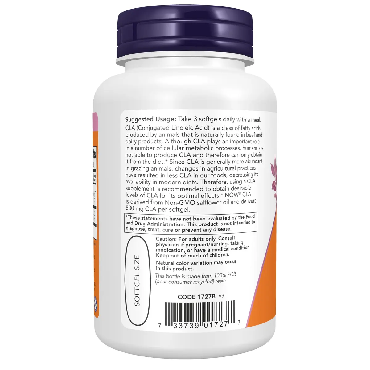 NOW CLA 800 mg Nutritional Oil | Non-GMO Safflower Oil Softgels for Weight Support - view 3