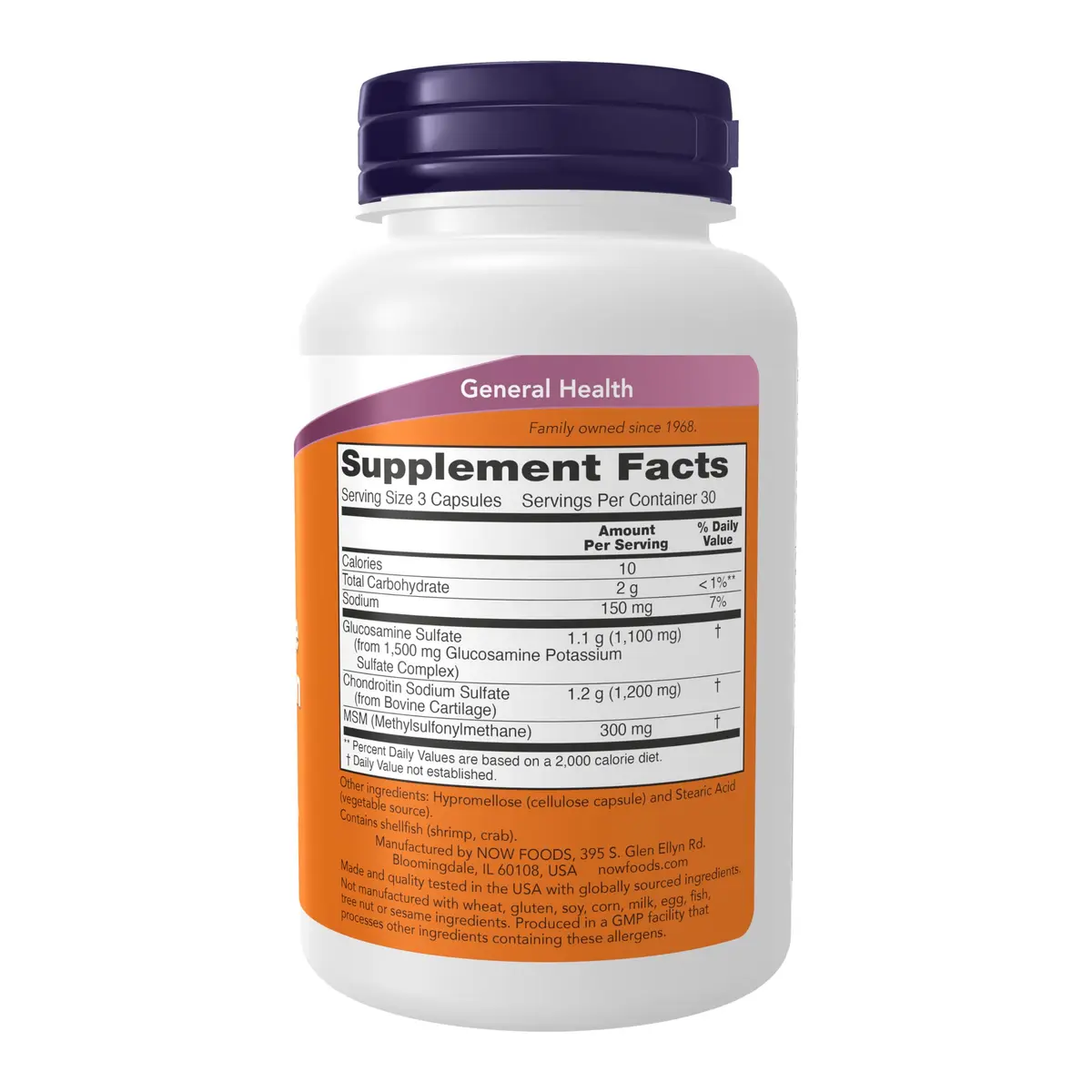 NOW Glucosamine & Chondroitin with MSM Veg Caps 90 Count | Joint Health Support - view 2