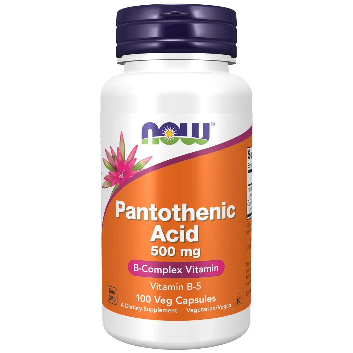 NOW Supplements Pantothenic Acid 500 mg | B-Complex Vitamin for Cellular Energy (100 Caps) - main product image