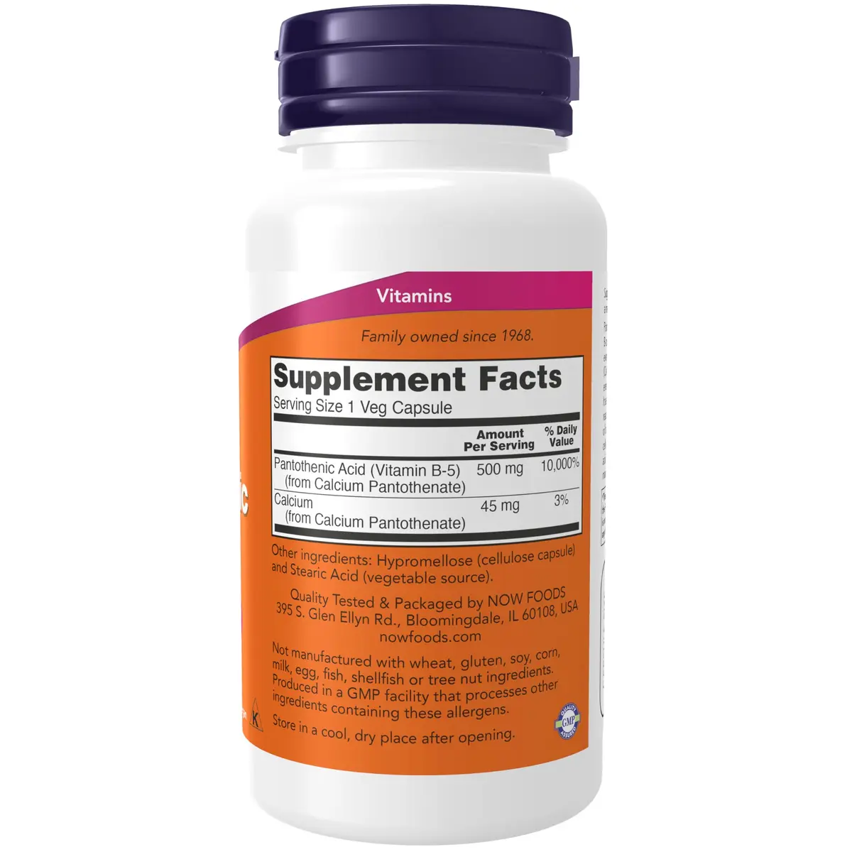 NOW Supplements Pantothenic Acid 500 mg | B-Complex Vitamin for Cellular Energy (100 Caps) - view 2