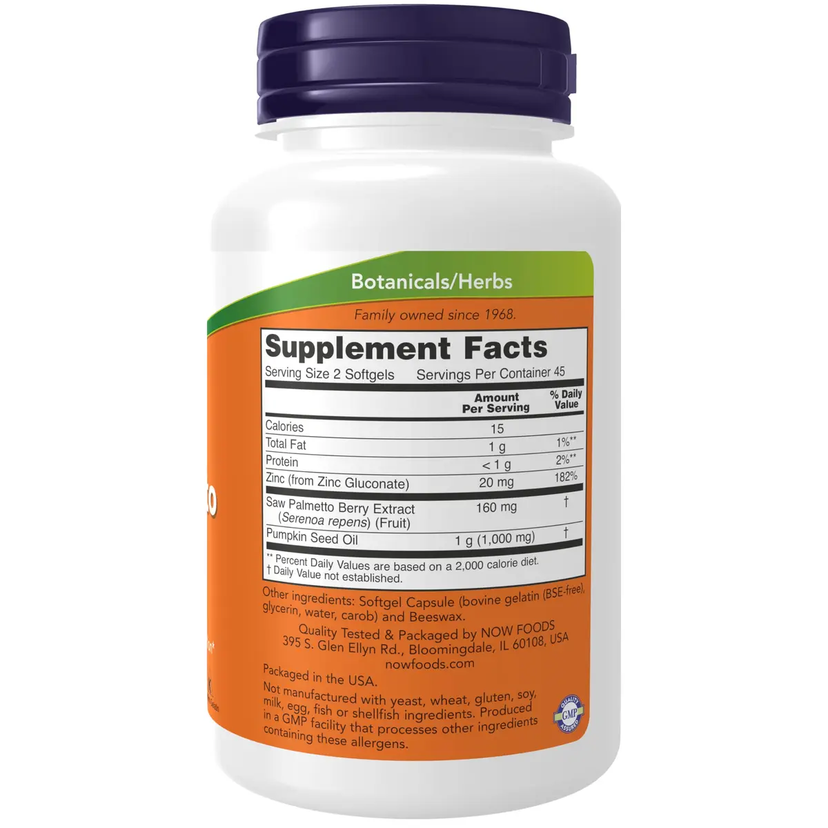 NOW Supplements Saw Palmetto Extract, Pumpkin Seed Oil, Zinc | Supports Prostate & Reproductive Health - view 2