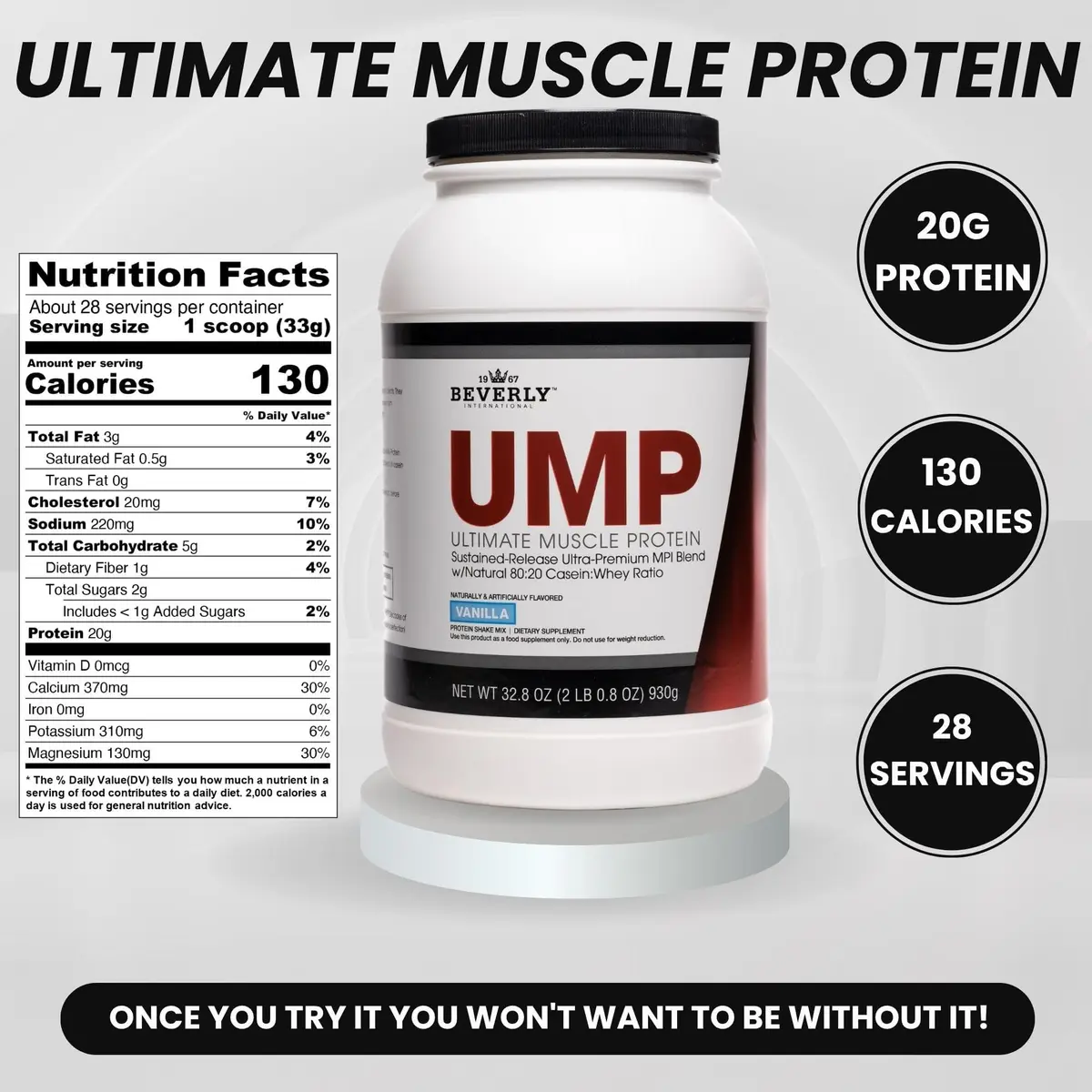 Beverly International UMP Protein Powder, Vanilla, 32.8 oz | Supports Lean Muscle & Fat Loss - view 4