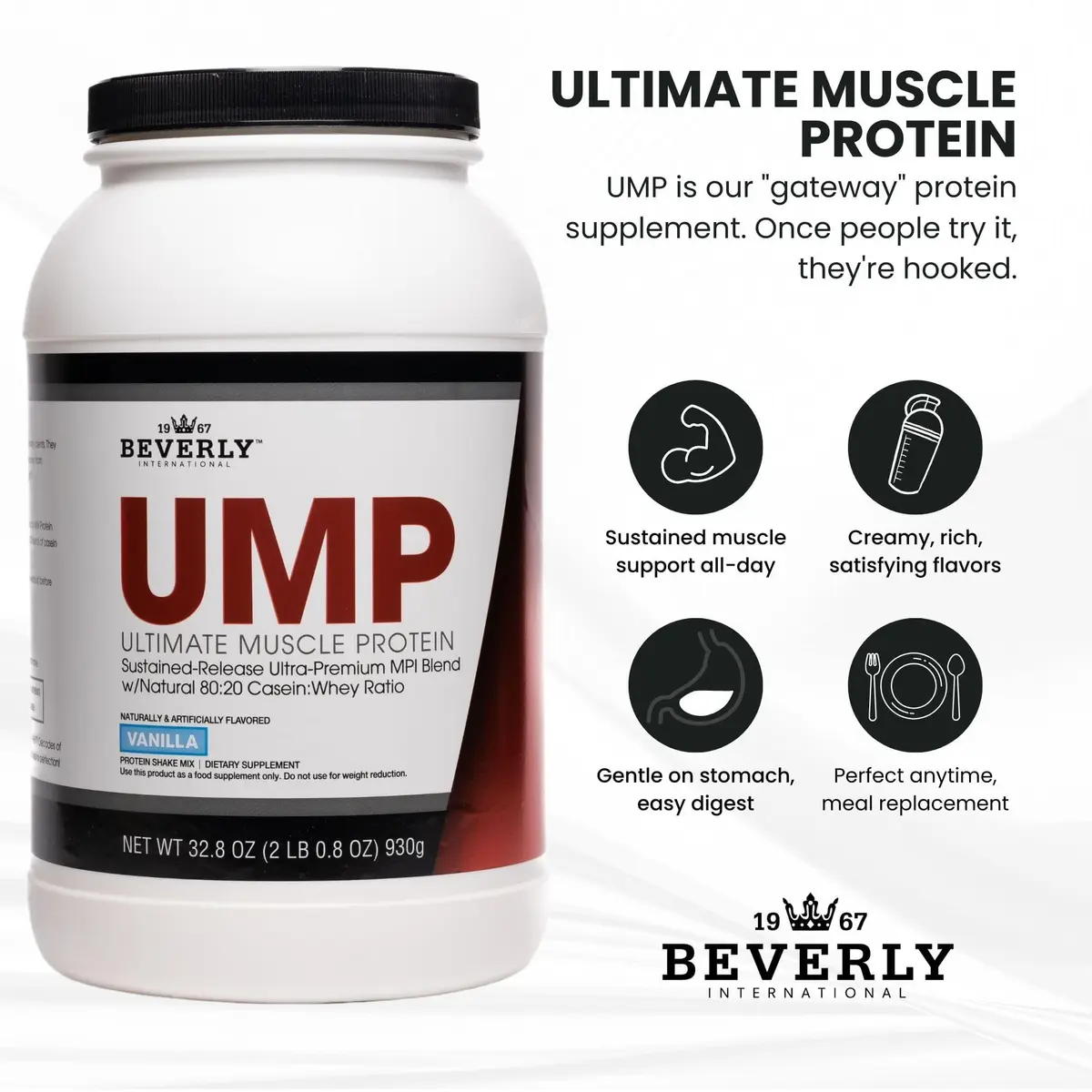 Beverly International UMP Protein Powder, Vanilla, 32.8 oz | Supports Lean Muscle & Fat Loss - view 5