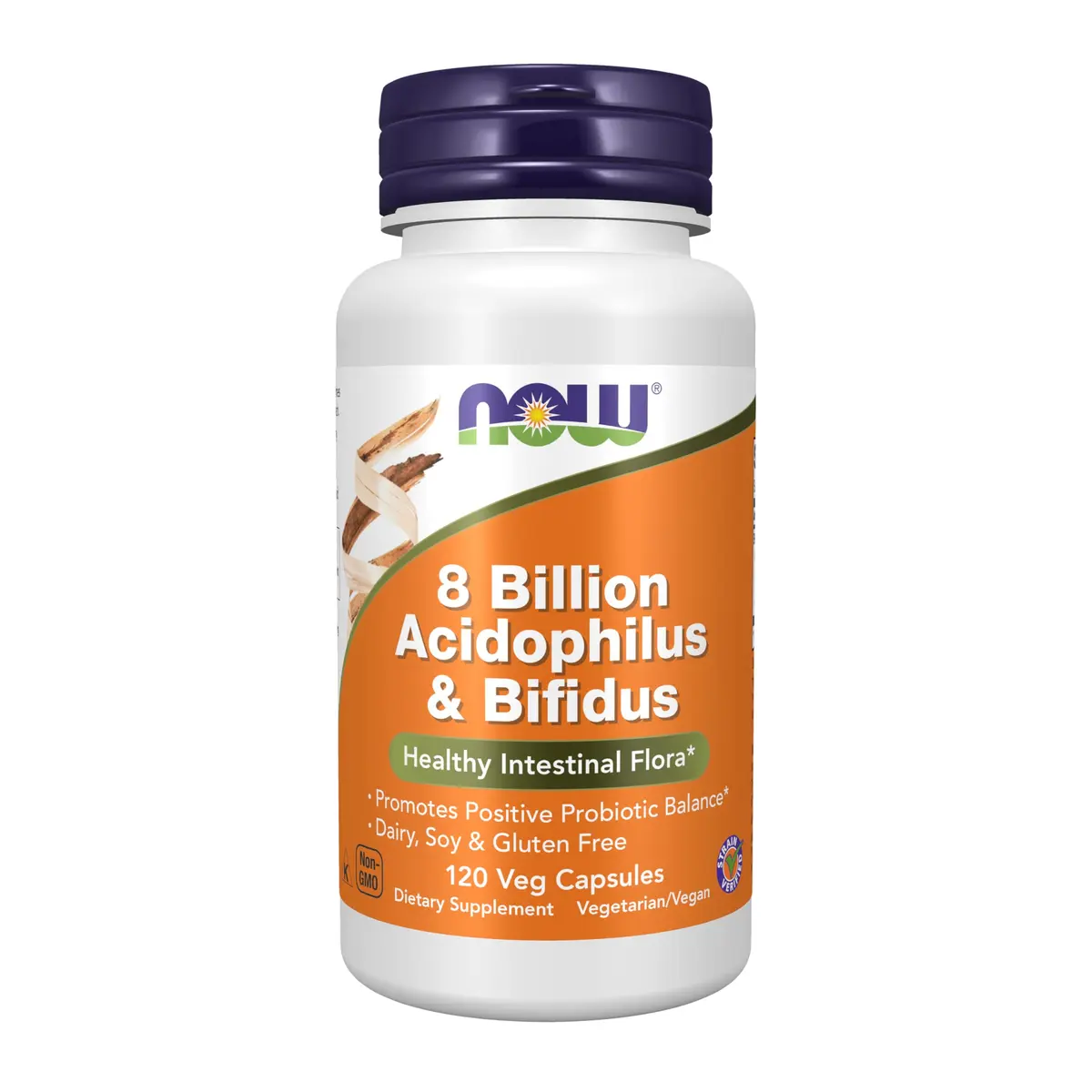 NOW Supplements, 8 Billion Acidophilus & Bifidus, Probiotic, 120 Veg Caps | Supports Digestive & Immune Health - main product image
