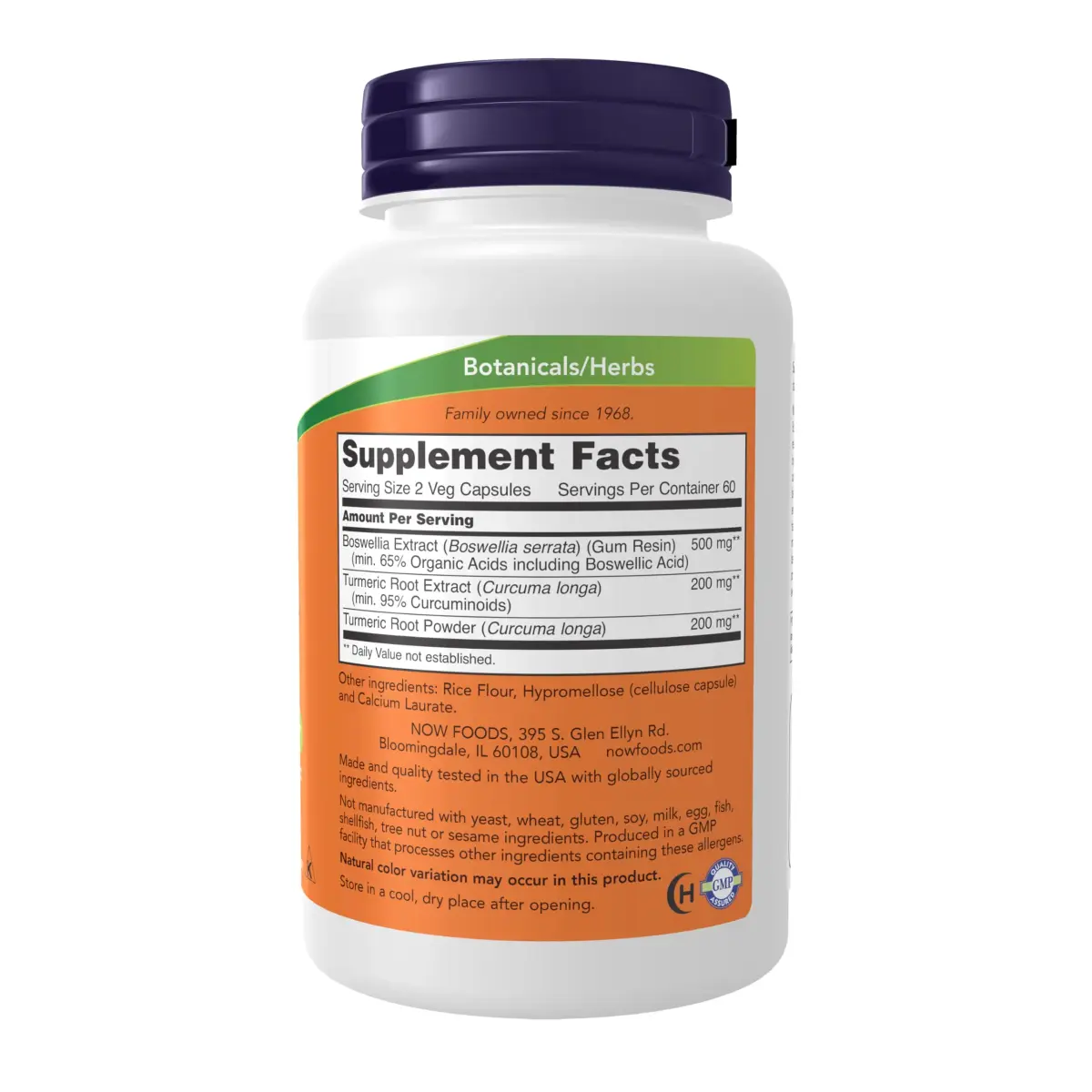 NOW Foods Boswellia Extract 250 mg with Turmeric Root Extract 120 Veg Capsules | Balanced Immune Response - view 2