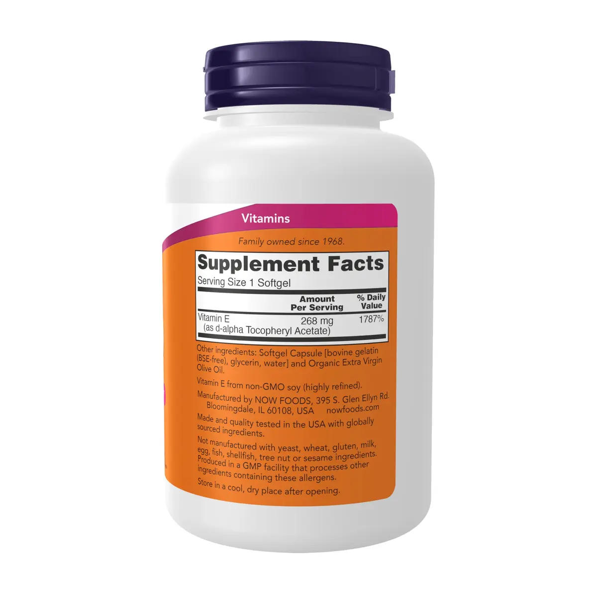 NOW Vitamin E-400 IU Softgels 250 | Antioxidant & Cellular Support in India - view 2