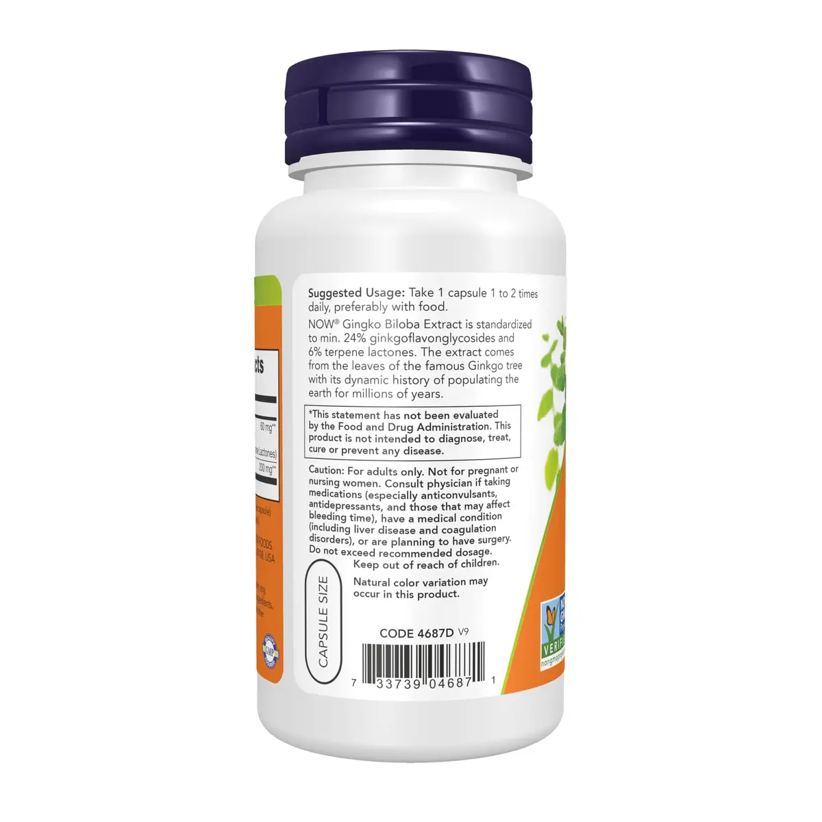 NOW Ginkgo Biloba 60 mg | Supports Brain Health & Free Radical Scavenging (70-120 chars) - view 3