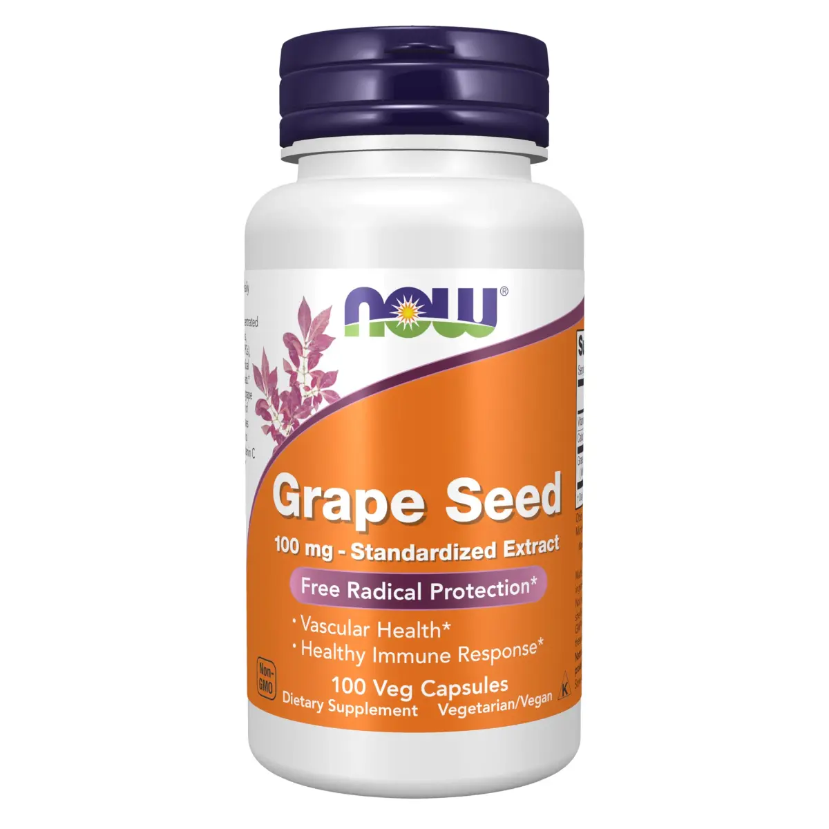 NOW Foods Grape Seed Extract 100 mg Veg Capsules (100 Count) | Standardized OPCs for Vascular Health - main product image