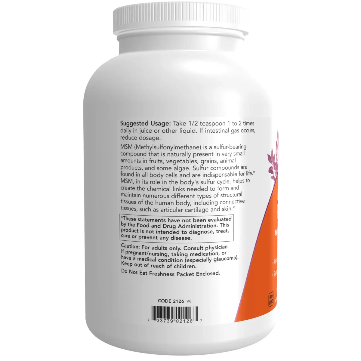 NOW Foods MSM Powder 1 lb (454 g) | Supports Joint Health & Connective Tissue - view 3