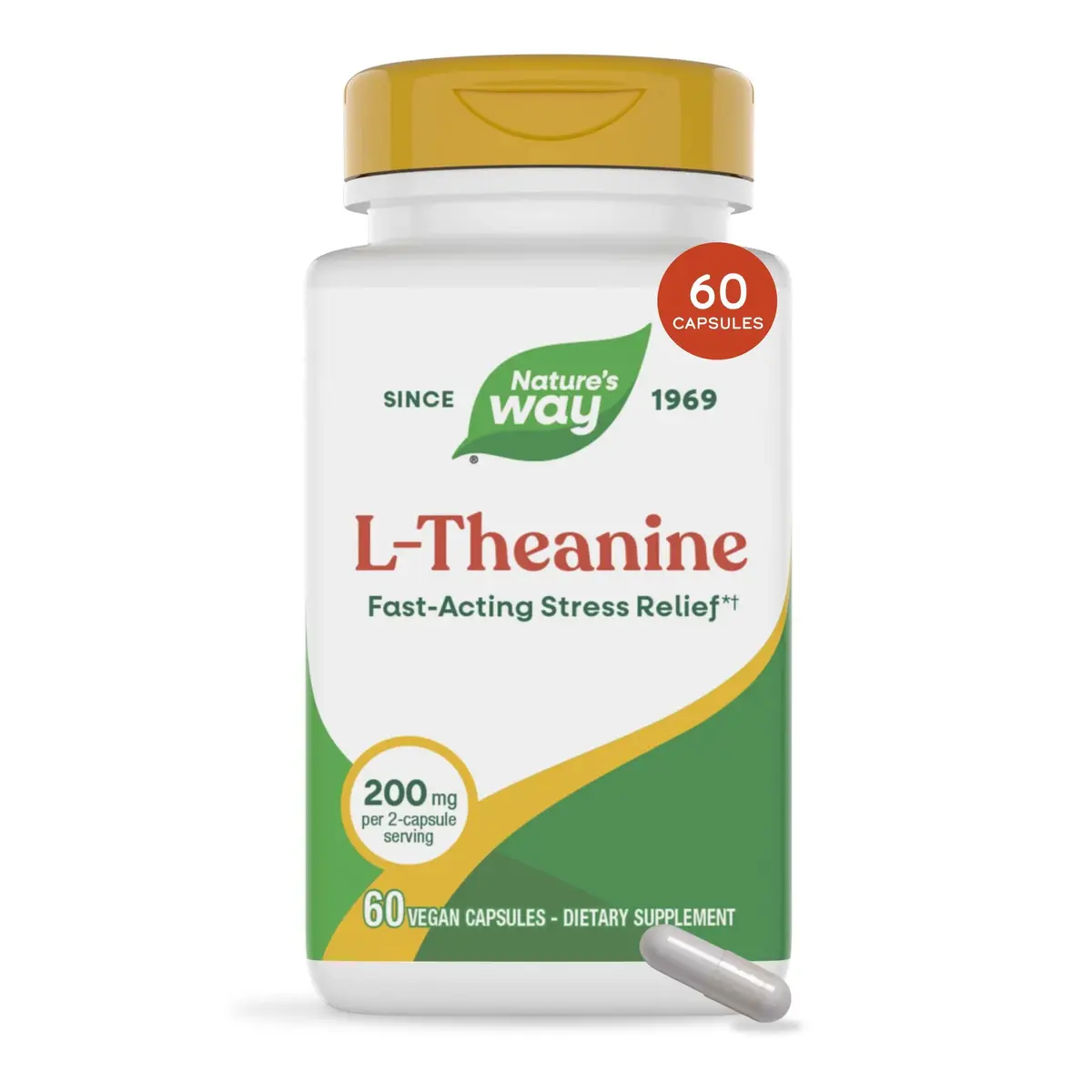 Nature's Way L-Theanine Stress Relief 60 ct | Fast-Acting Relaxation Support - main product image