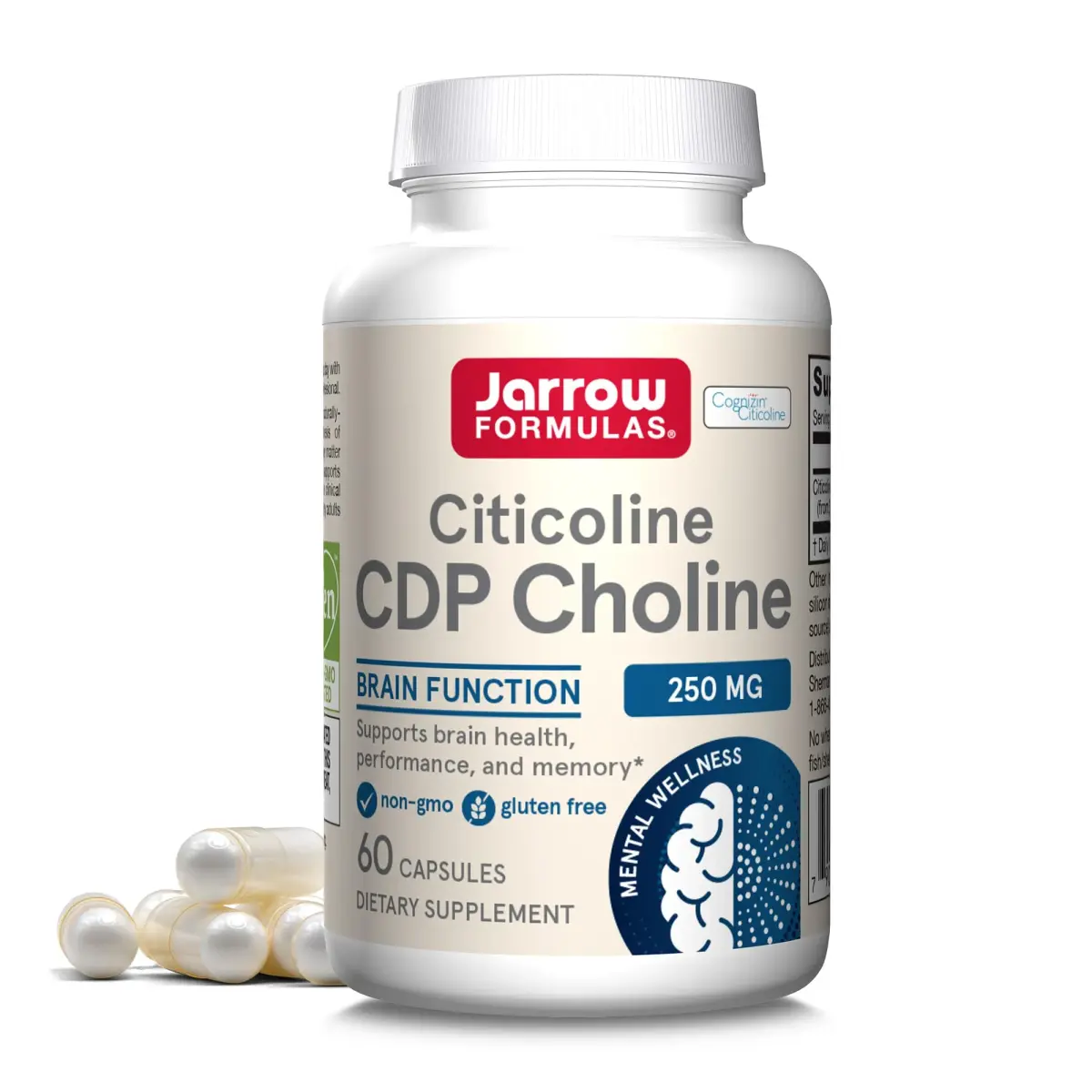 Jarrow Formulas Citicoline CDP 250 mg Capsules | Brain Health Support, Memory Support, Cognitive Performance, 60 Count - main product image