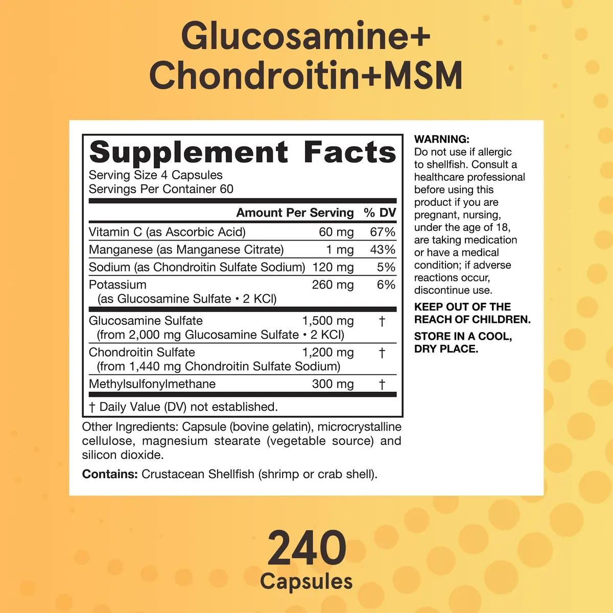 Jarrow Glucosamine, Chondroitin & MSM | 240 Capsules for Joint Support with Vitamin C - view 5