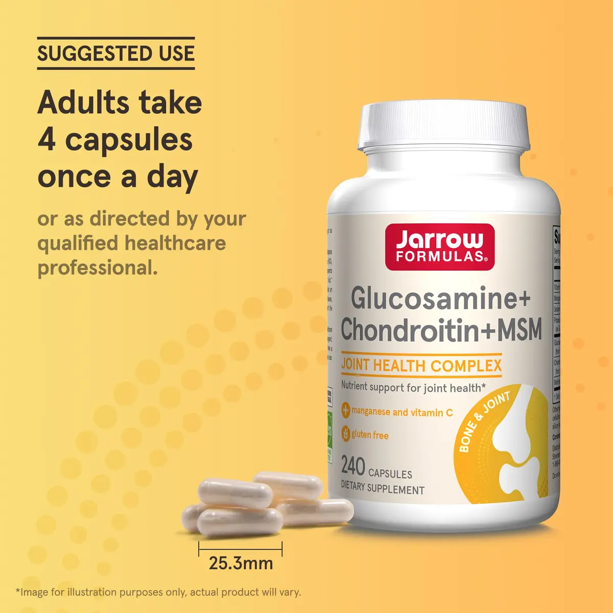 Jarrow Glucosamine, Chondroitin & MSM | 240 Capsules for Joint Support with Vitamin C - view 6