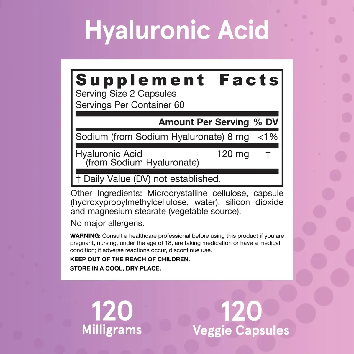 Jarrow Formulas Hyaluronic Acid 120 mg, 120 Veggie Capsules | Skin Hydration Support - view 6