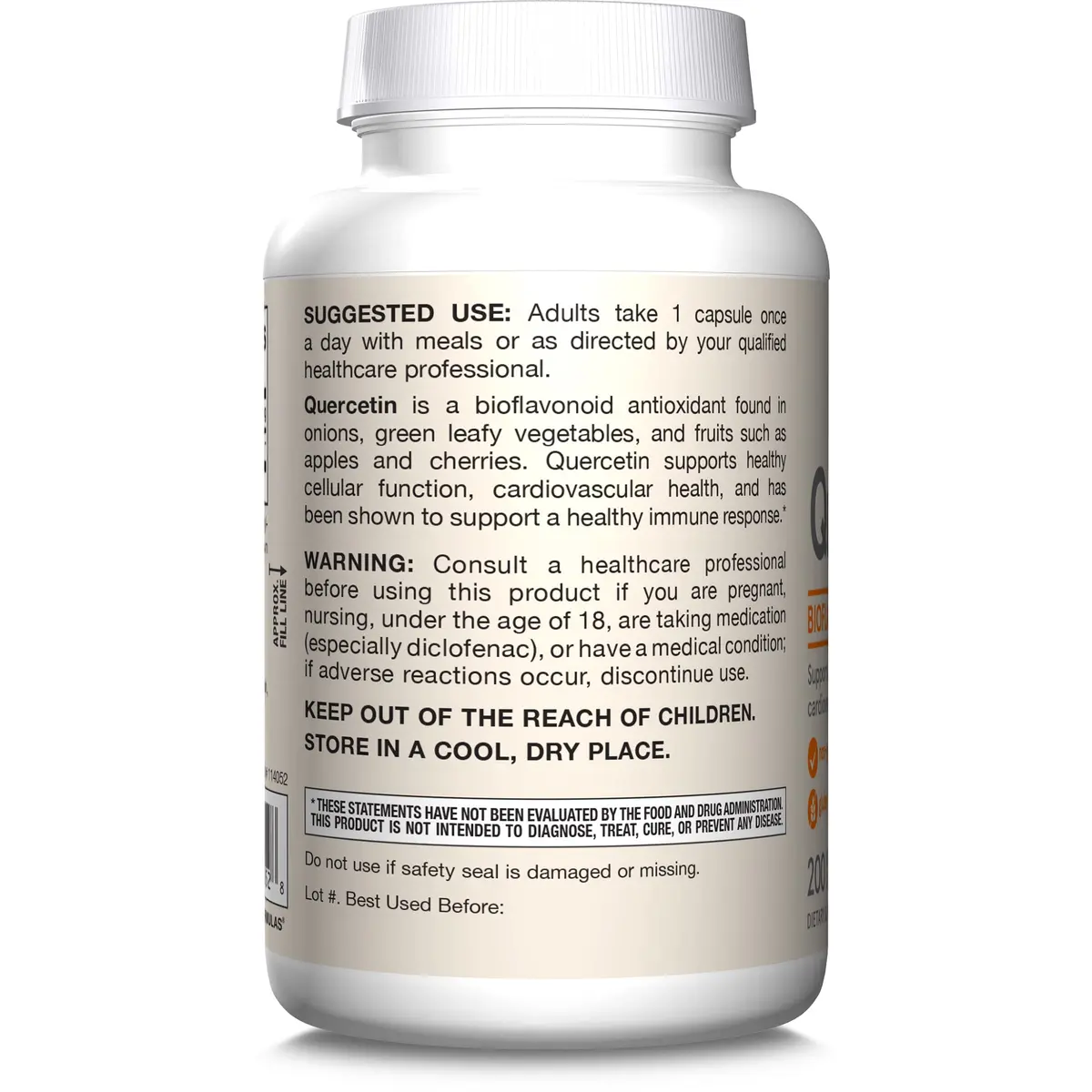 Jarrow Formulas Quercetin 500mg Capsules for Cardiovascular & Immune Health, 200 Count (90.7g) - view 6