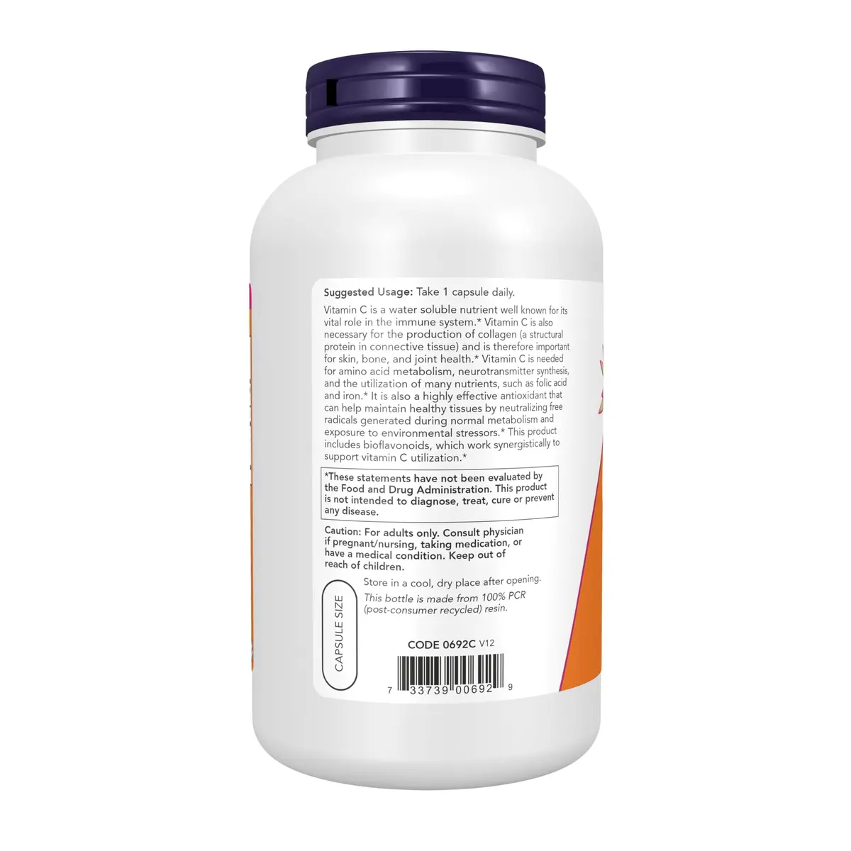 NOW Vitamin C-1,000 with Bioflavonoids 250 Veg Caps | Supports Immunity & Antioxidants - view 3