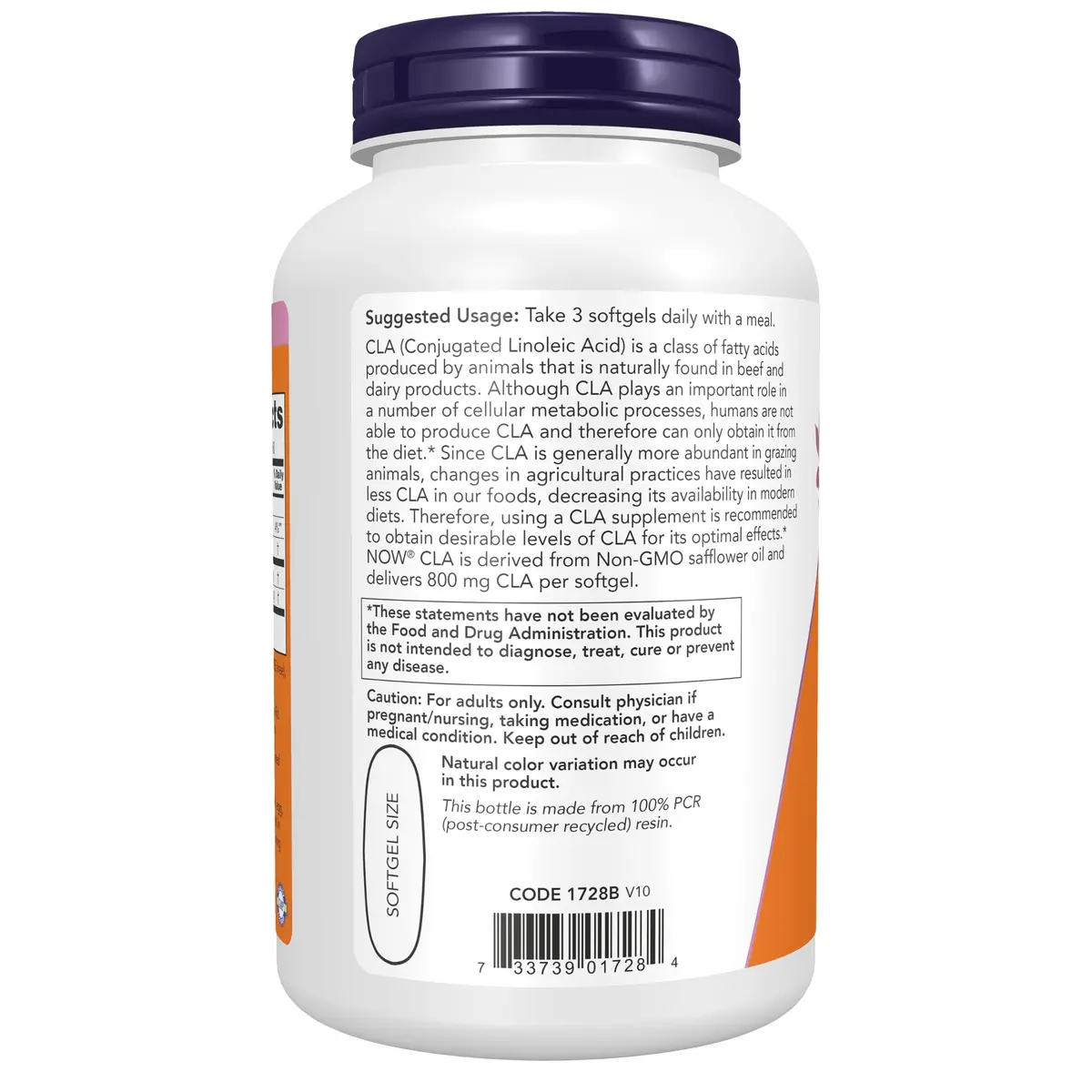 NOW CLA 800 mg Softgel | Nutritional Oil for Weight Management & Fat Loss - view 3