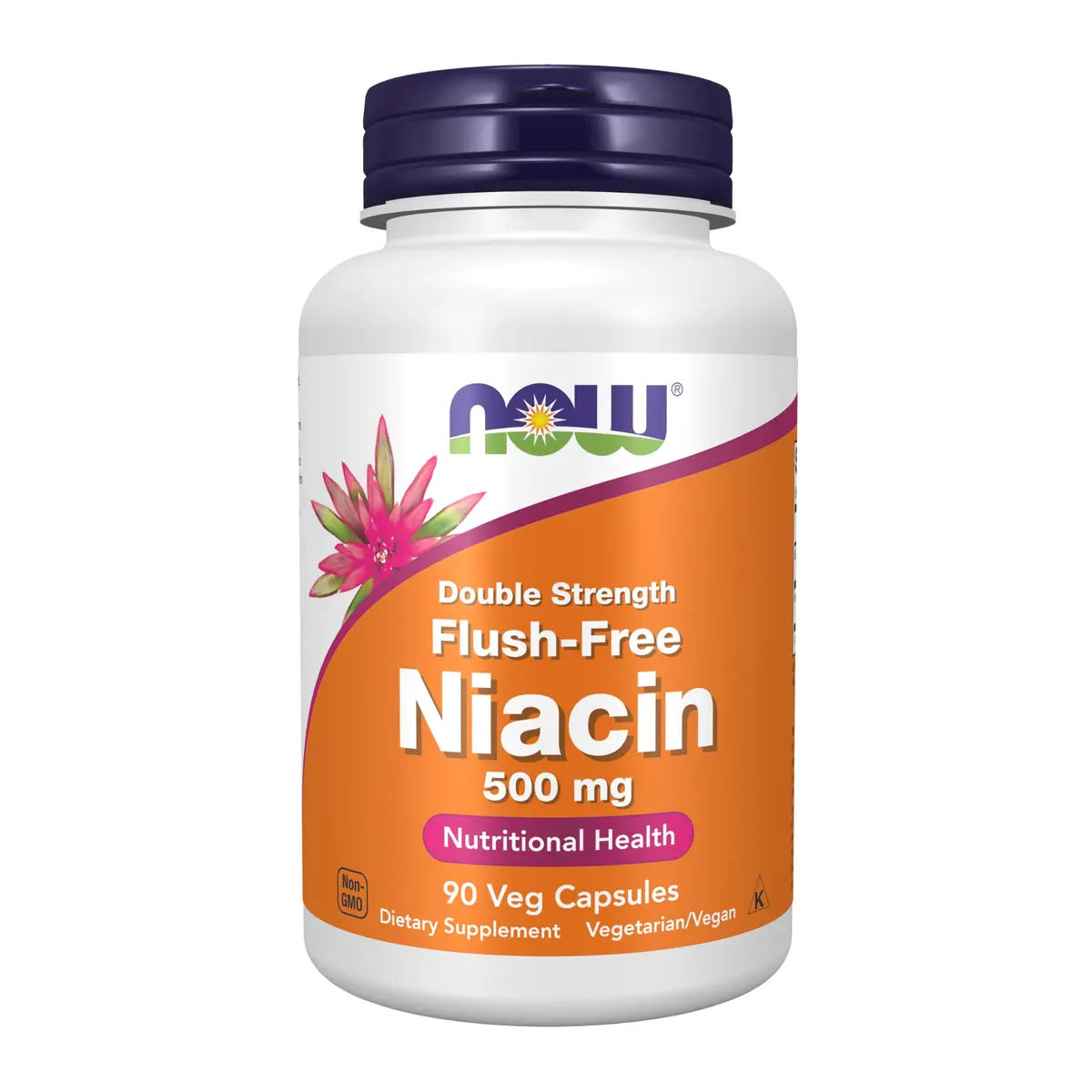NOW Supplements, Niacin (Vitamin B-3) 500 mg, Flush-Free, 90 Veg Caps | Supports Nutritional Health & Circulation - main product image