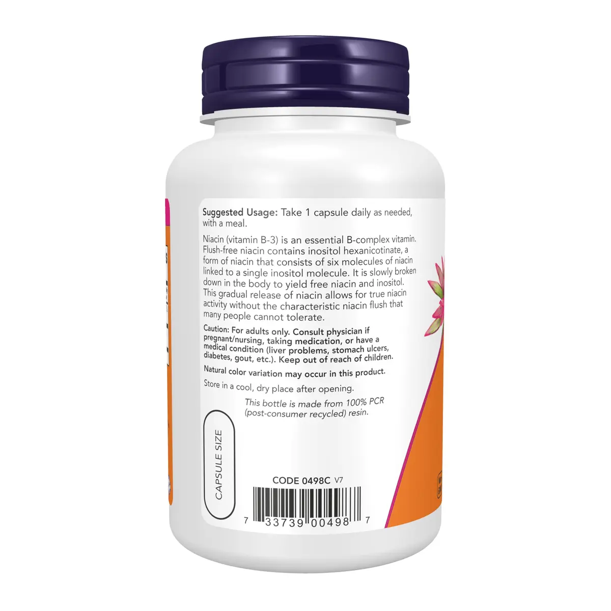 NOW Supplements, Niacin (Vitamin B-3) 500 mg, Flush-Free, 90 Veg Caps | Supports Nutritional Health & Circulation - view 3