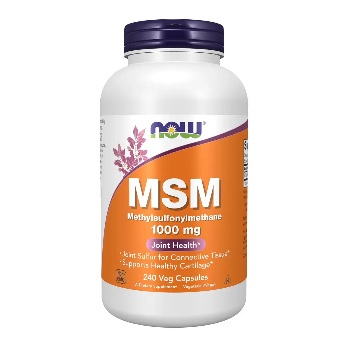 NOW Supplements MSM 1,000 mg Joint Health 240 Veg Caps | Supports Cartilage & Connective Tissue - main product image
