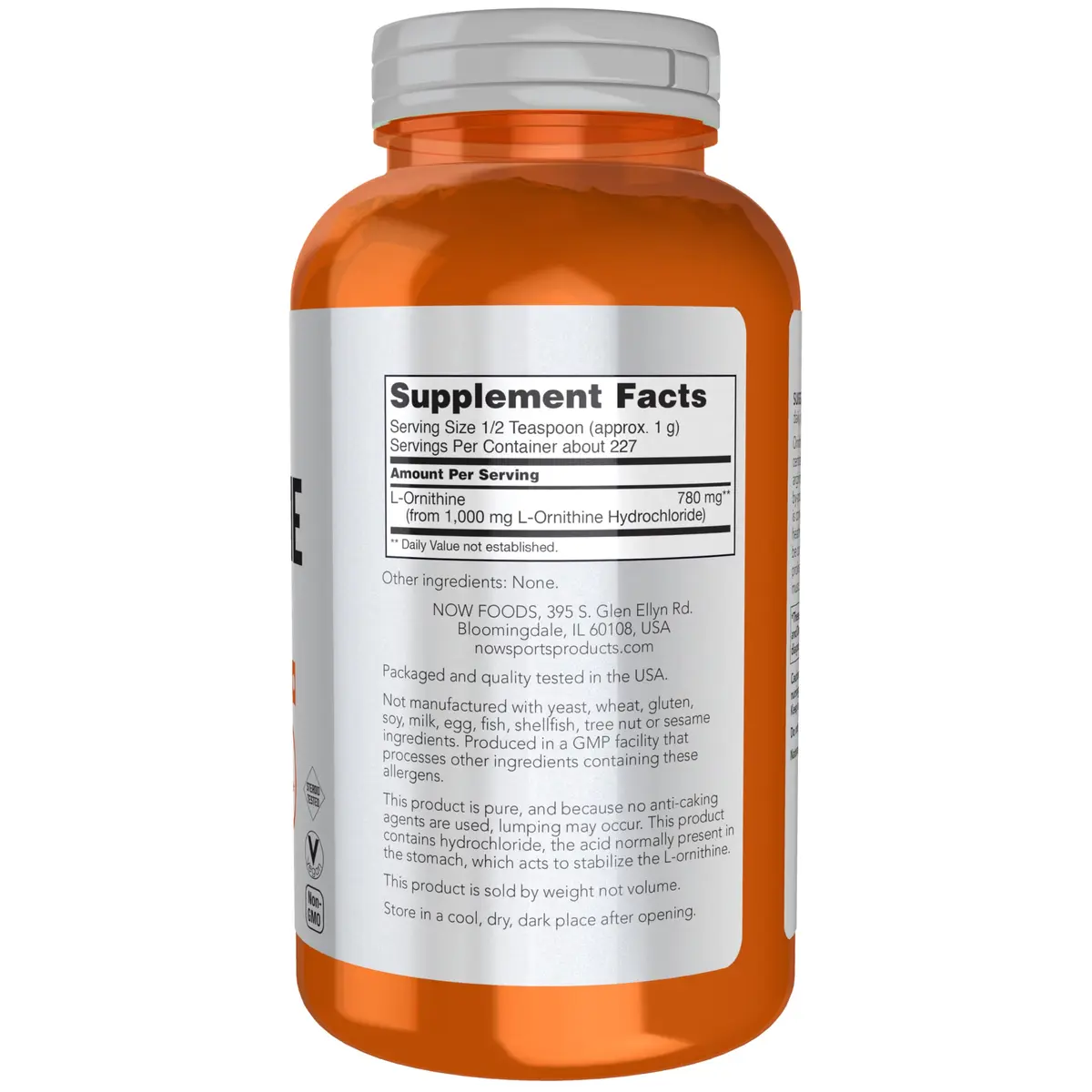 NOW L-Ornithine Powder 227g (8 oz) | Supports Protein Metabolism & Urea Detox - view 2