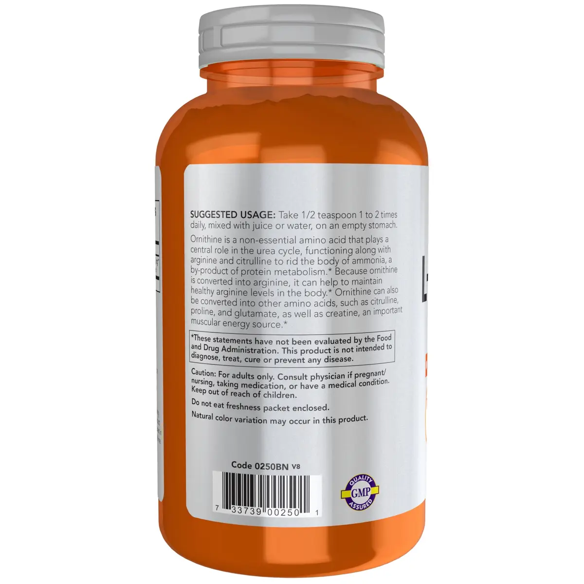 NOW L-Ornithine Powder 227g (8 oz) | Supports Protein Metabolism & Urea Detox - view 3