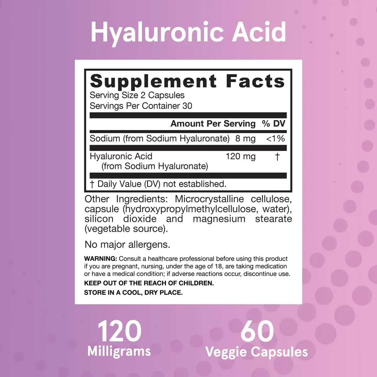 Jarrow Formulas Hyaluronic Acid 120 mg 60 Capsules | Supports Skin Hydration & Joint Health - view 6