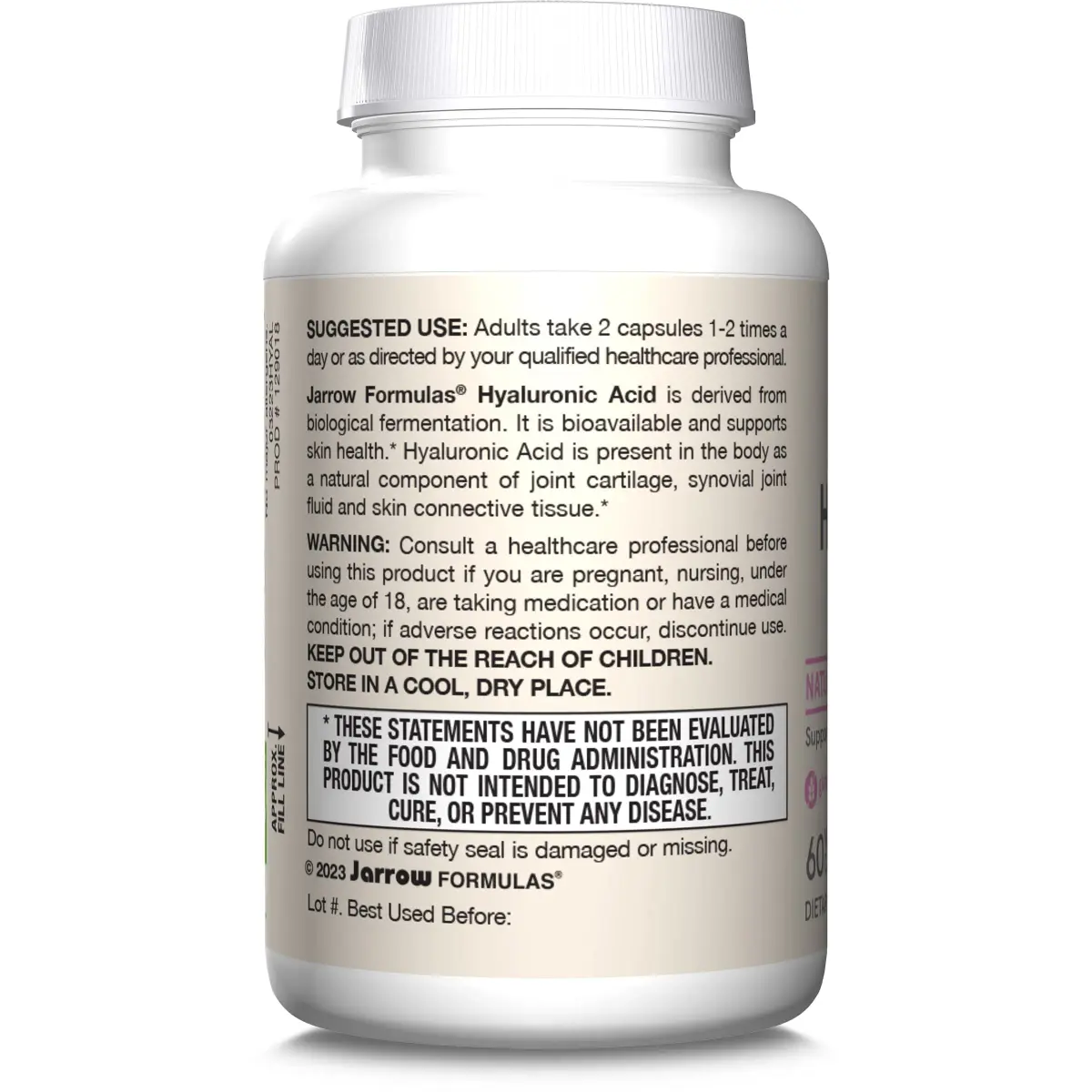 Jarrow Formulas Hyaluronic Acid 120 mg 60 Capsules | Supports Skin Hydration & Joint Health - view 9