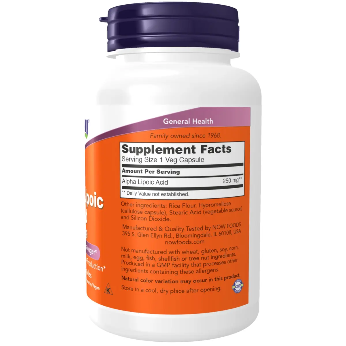 NOW Supplements, Alpha Lipoic Acid 250 mg | Supports Glutathione Production, 120 Veg Caps - view 2