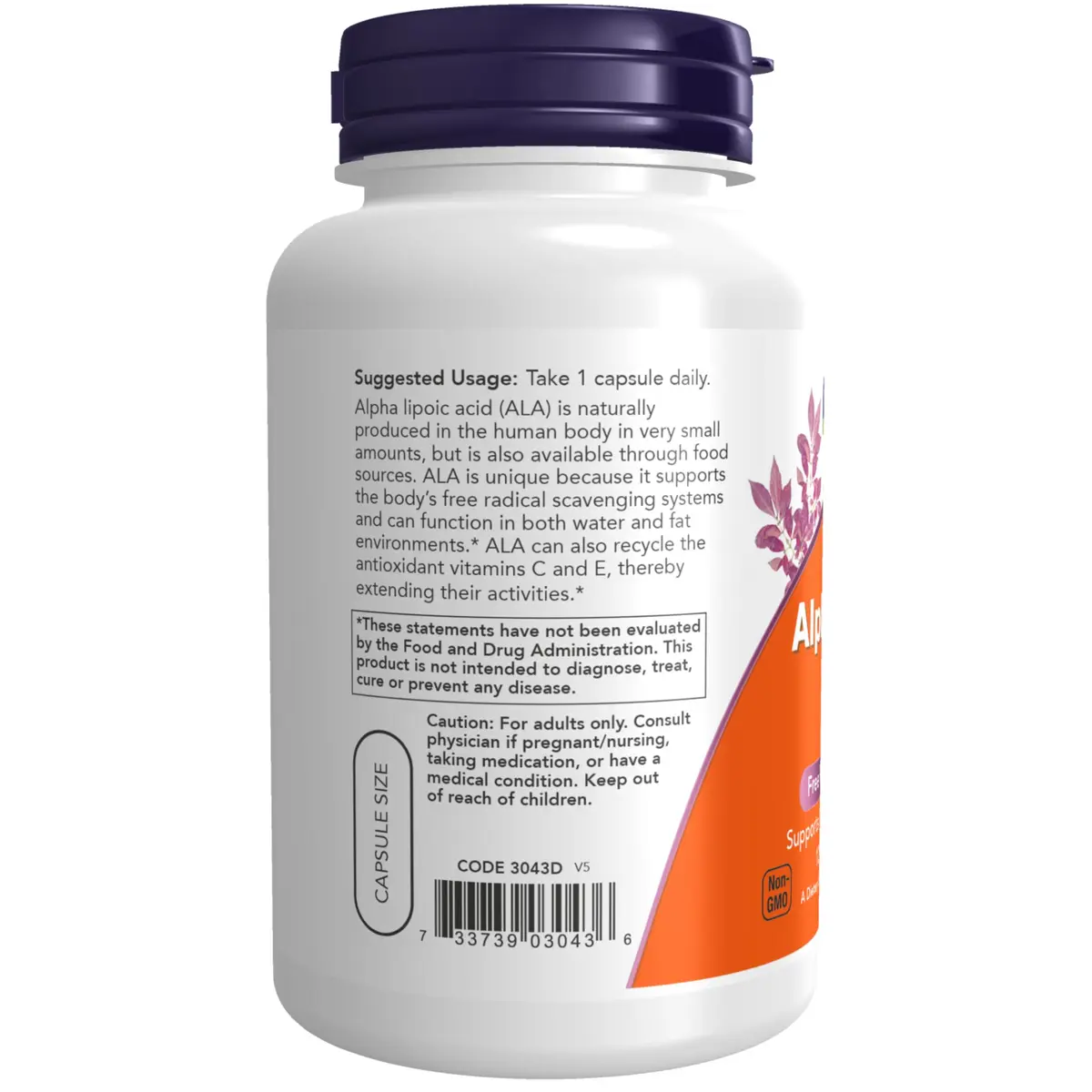 NOW Supplements, Alpha Lipoic Acid 250 mg | Supports Glutathione Production, 120 Veg Caps - view 3