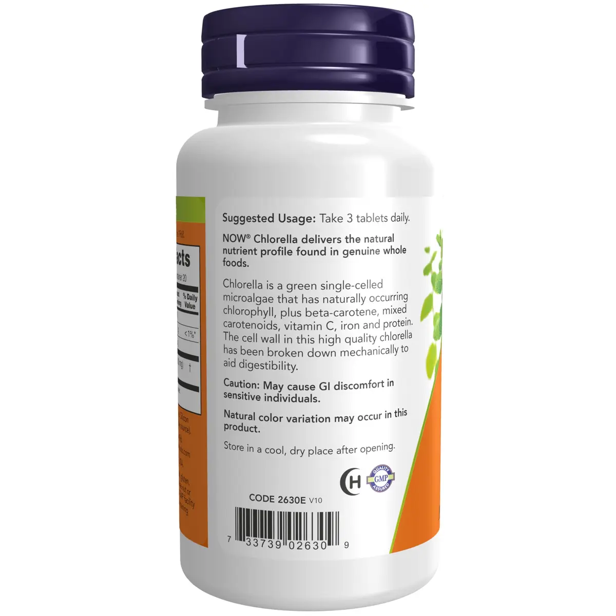 NOW Chlorella 1,000 mg Super Green Tablets | Natural Nutrients & Digestibility (115 characters) - view 3