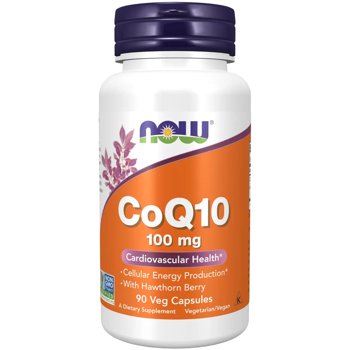 NOW Foods CoQ10 100 mg with Hawthorn Berry Veg Capsules 90 Count | Pharmaceutical Grade Coenzyme Q10 for Cellular Energy - main product image