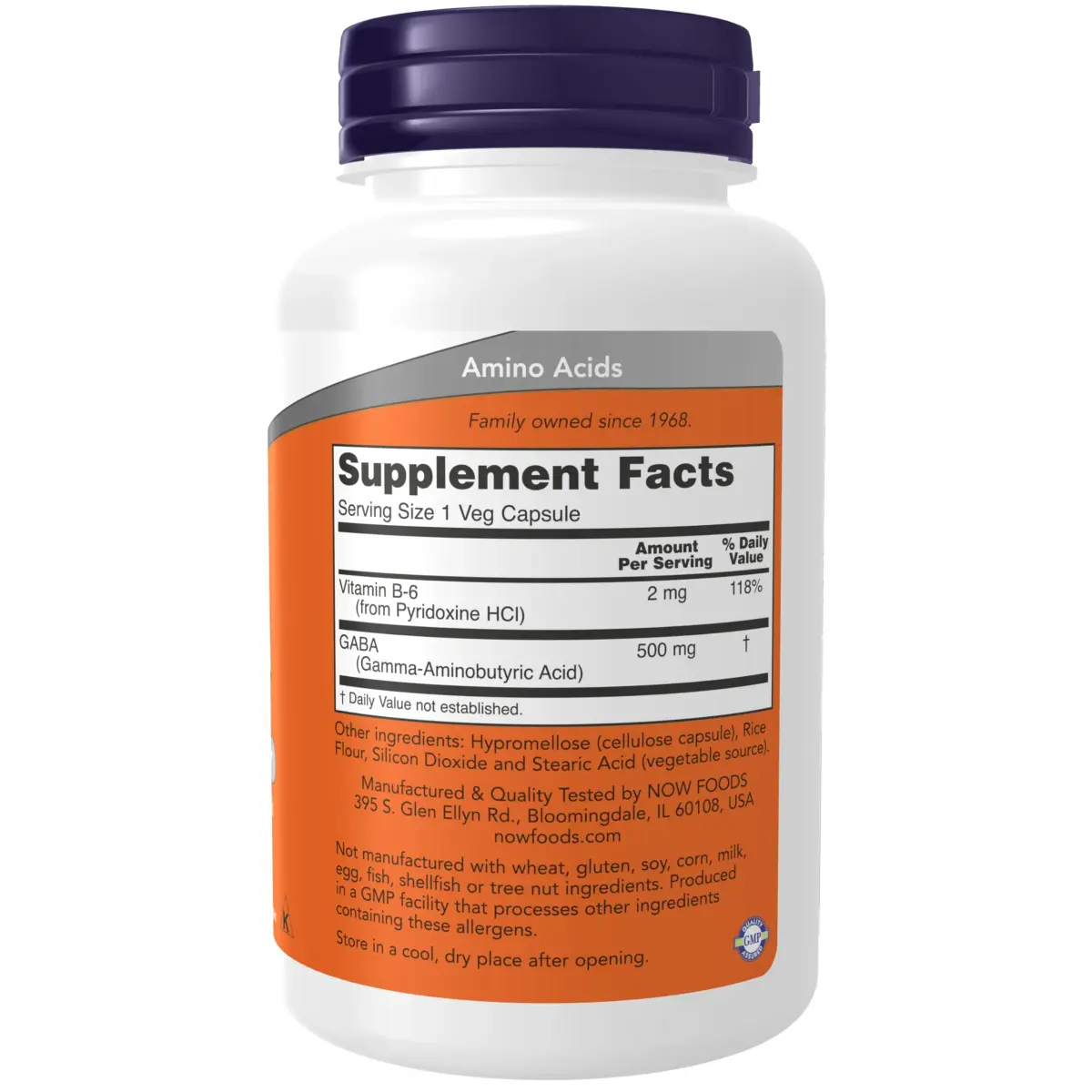 NOW Foods GABA 500 mg + B-6 Veg Capsules 100 Count | Natural Neurotransmitter Support - view 2