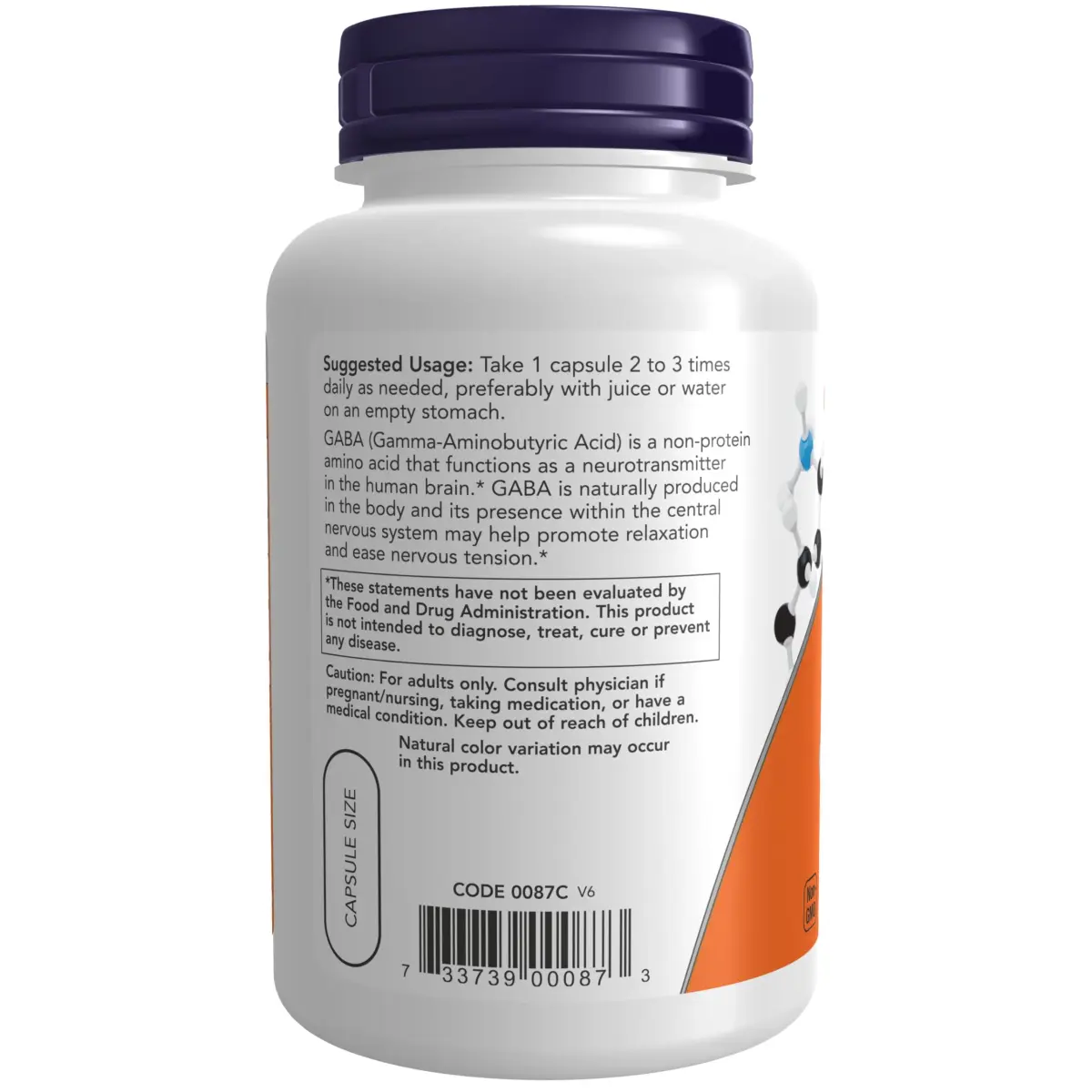 NOW Foods GABA 500 mg + B-6 Veg Capsules 100 Count | Natural Neurotransmitter Support - view 3
