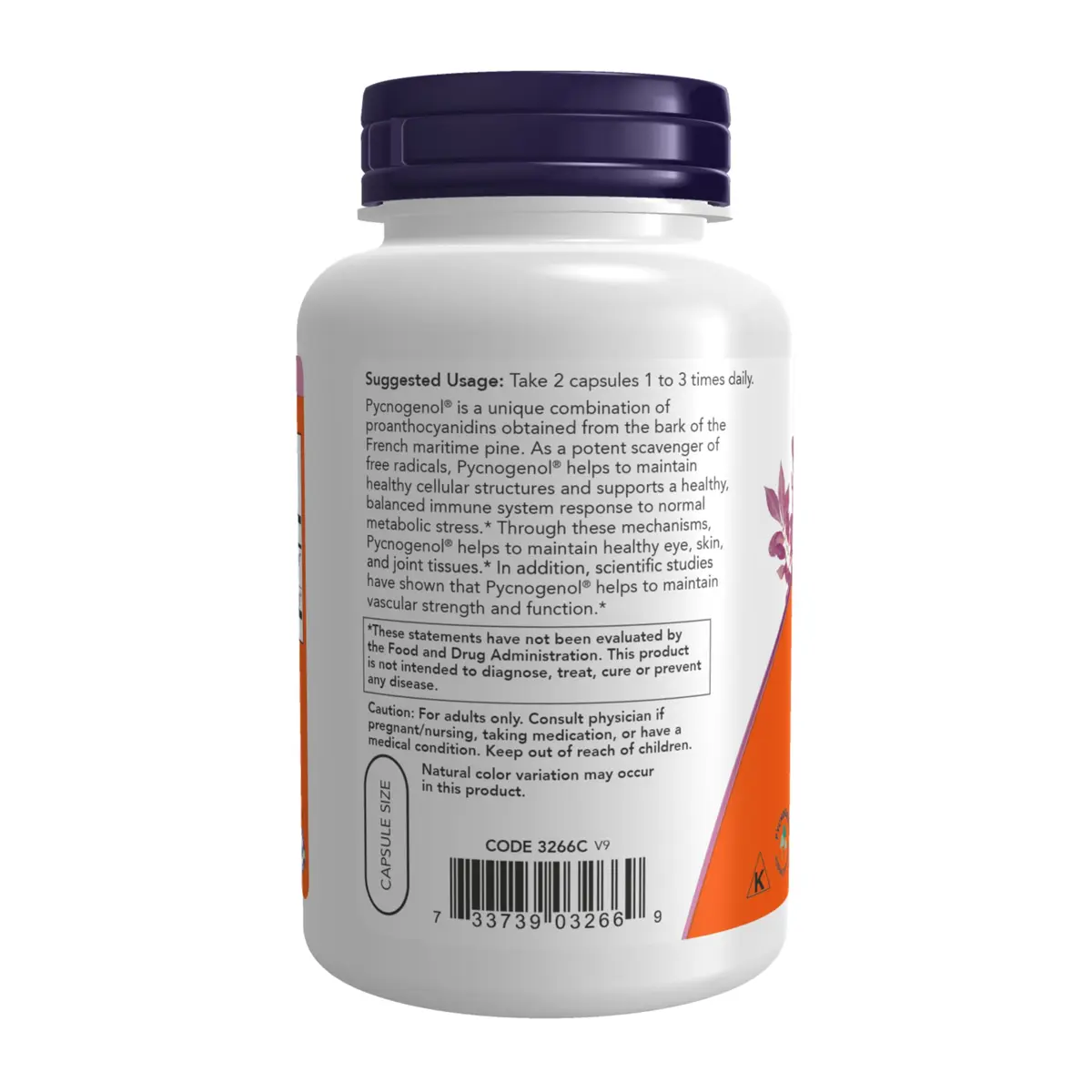 NOW Supplements Pycnogenol 30 mg with 300 mg Bioflavonoids | Supports Vascular & Immune Health (70-120 chars) - view 3