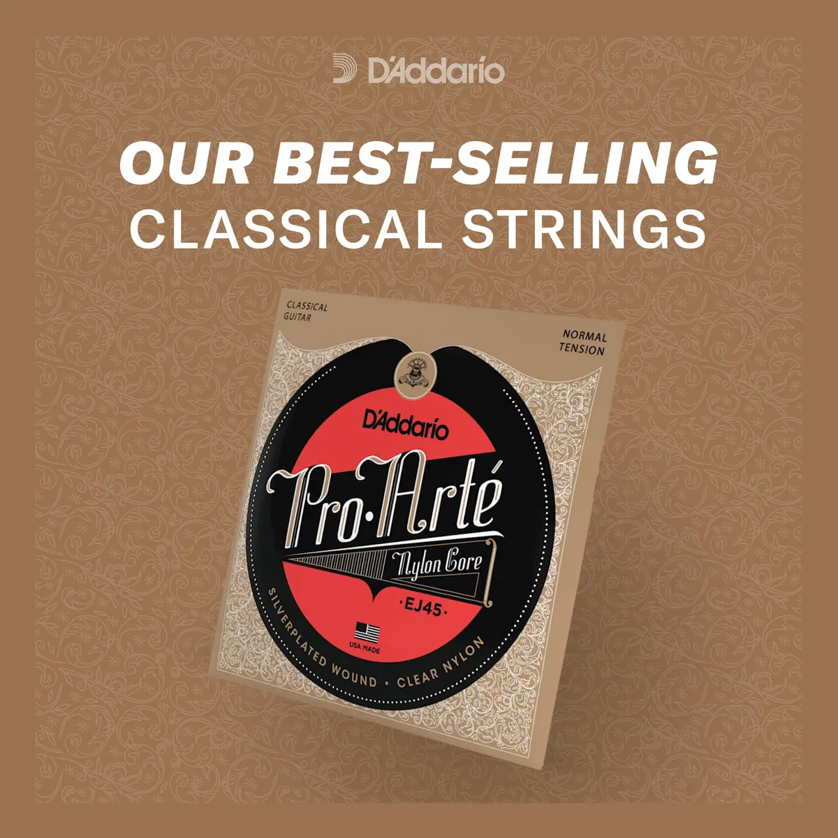 D'Addario Pro Arte Silverplated Copper Classical Guitar Strings EJ46-3D Hard Tension 3-Pack | Warm Tone, Responsive Playability - view 2