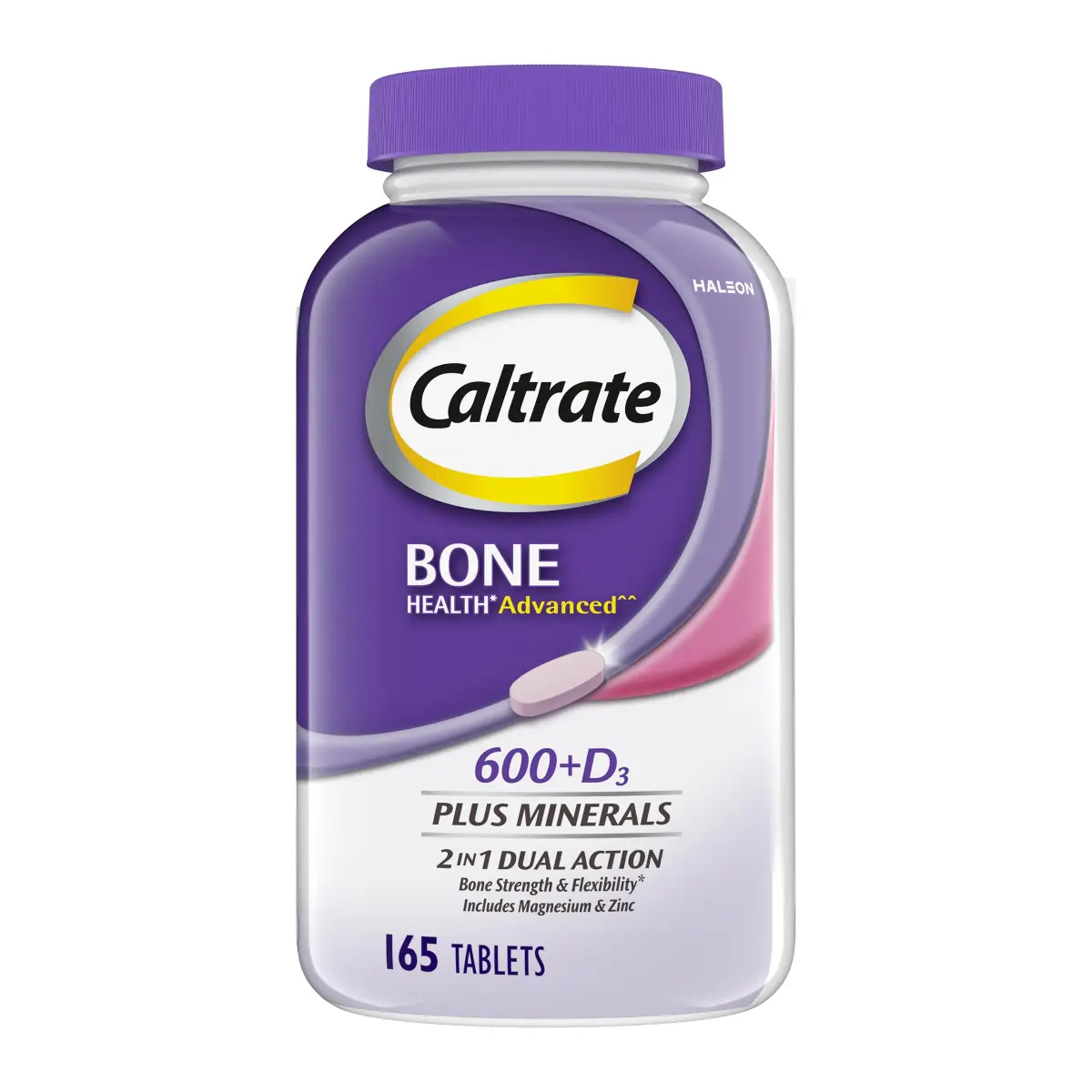 Caltrate 600 Plus D3 Plus Minerals Calcium and Vitamin D Supplement Tablets 165 Count | Bone Strength & Flexibility - main product image