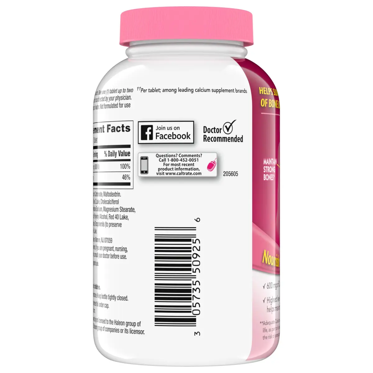 Caltrate 600 Plus D3 Calcium and Vitamin D Supplement Tablets 200 Count | Bone Health Support with High Vitamin D3 - view 10