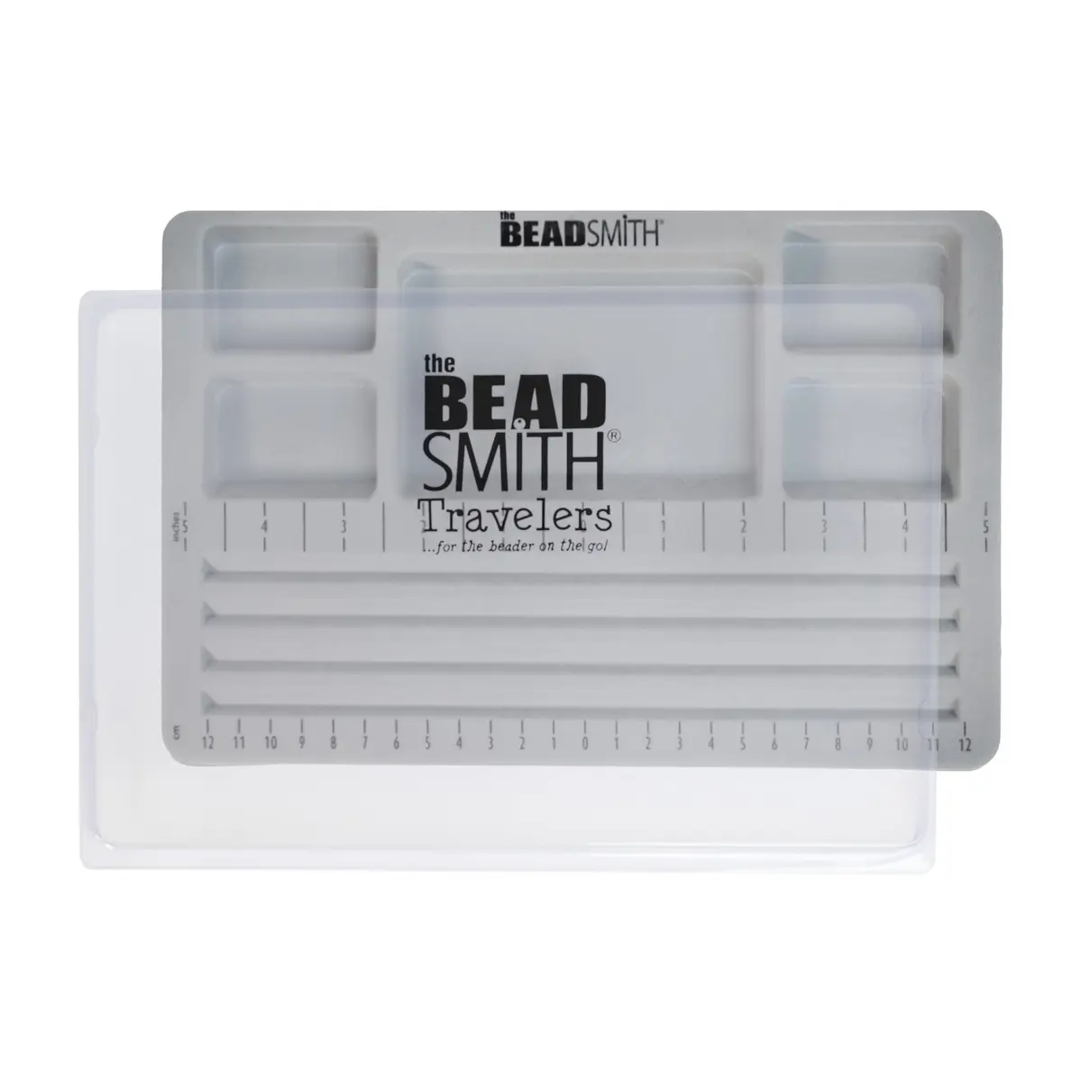 The Beadsmith Mini Bead Board Grey Flocked 19cm x 28.3cm | Design Bracelets & Necklaces with 4 Channels & 5 Compartments - main product image