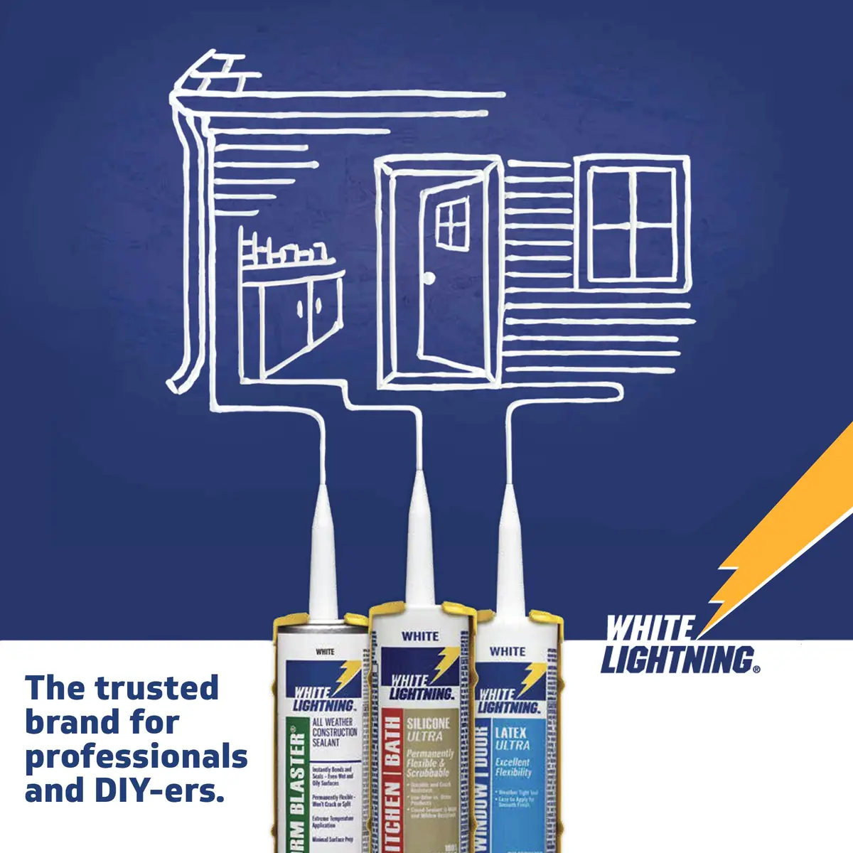 White Lightning Advanced Formula Caulk 295ml (10 fl. oz.) | Latex Caulk for Interior/Exterior Use - view 5